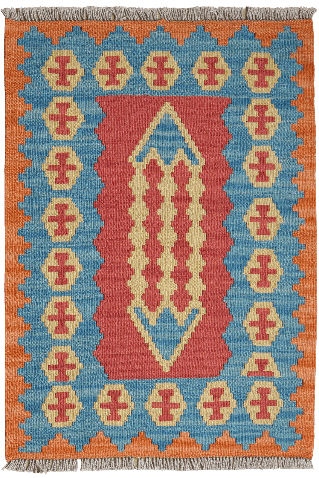 Kelim Gashgai — Handmade, 63x89 cm, Red, 100% Virgin Wool | Main view