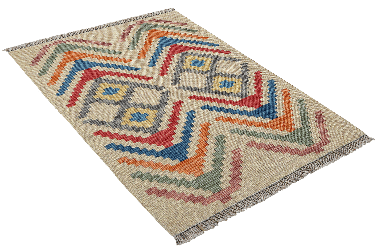 Kelim Gashgai — Handmade, 62x85 cm, Beige, 100% Virgin Wool | View 4