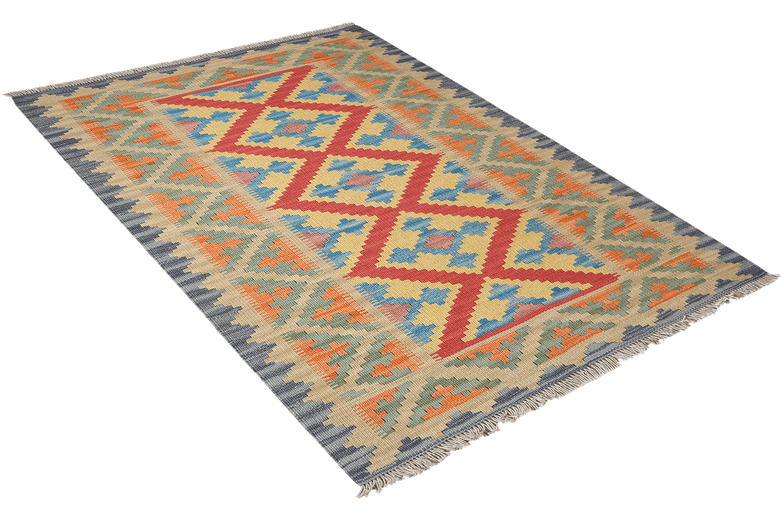 Kelim Gashgai — Handmade, 100x144 cm, Red, 100% Virgin Wool | View 4