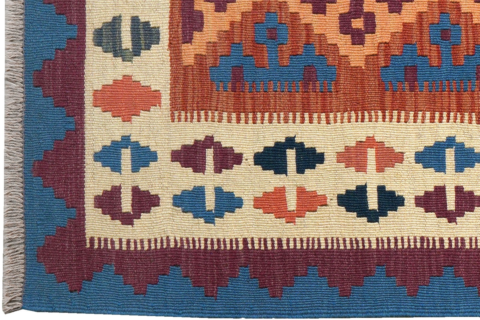 Kelim Gashgai — Handmade, 84x197 cm, Orange, 100% Virgin Wool | View 3