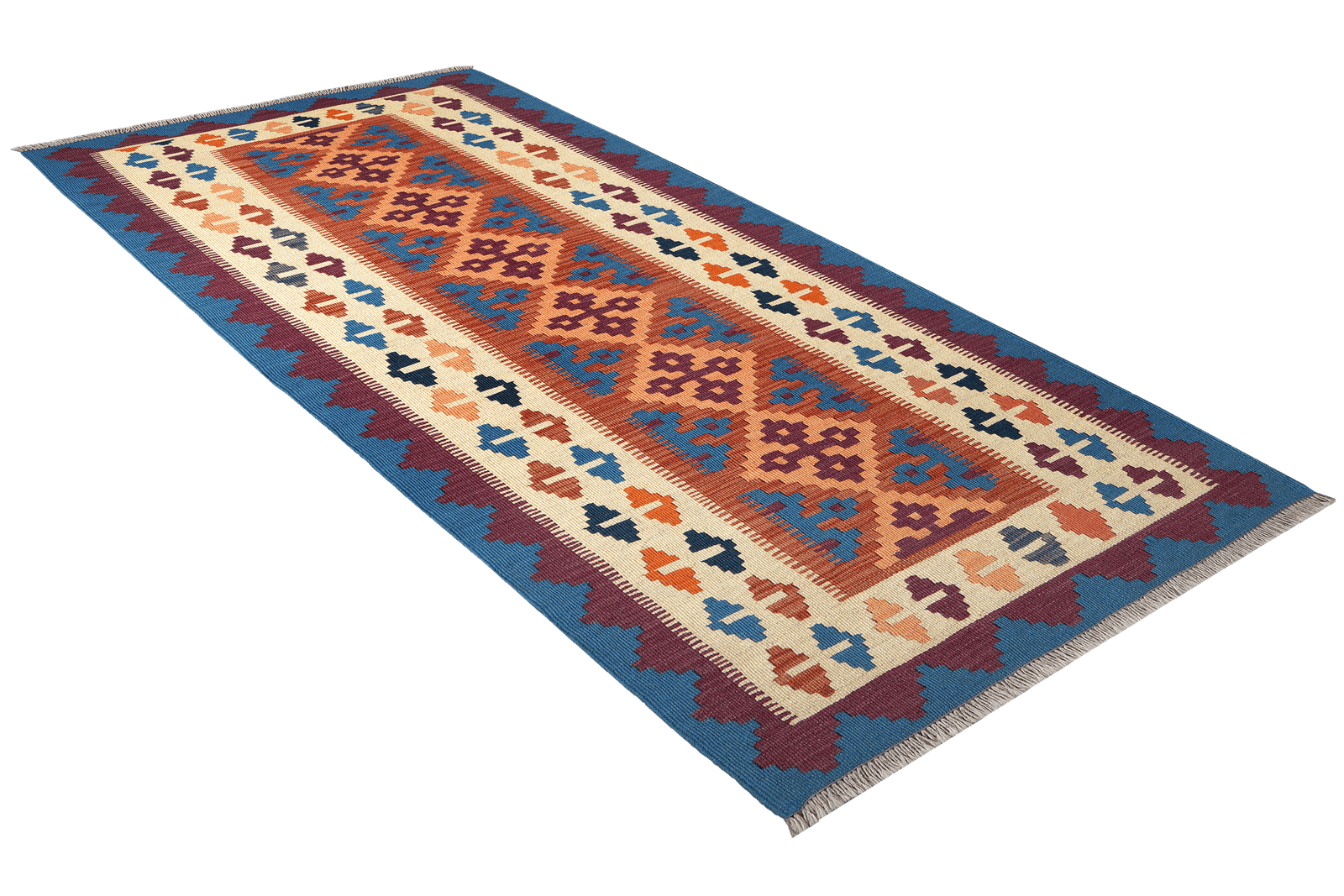 Kelim Gashgai — Handmade, 84x197 cm, Orange, 100% Virgin Wool | View 4