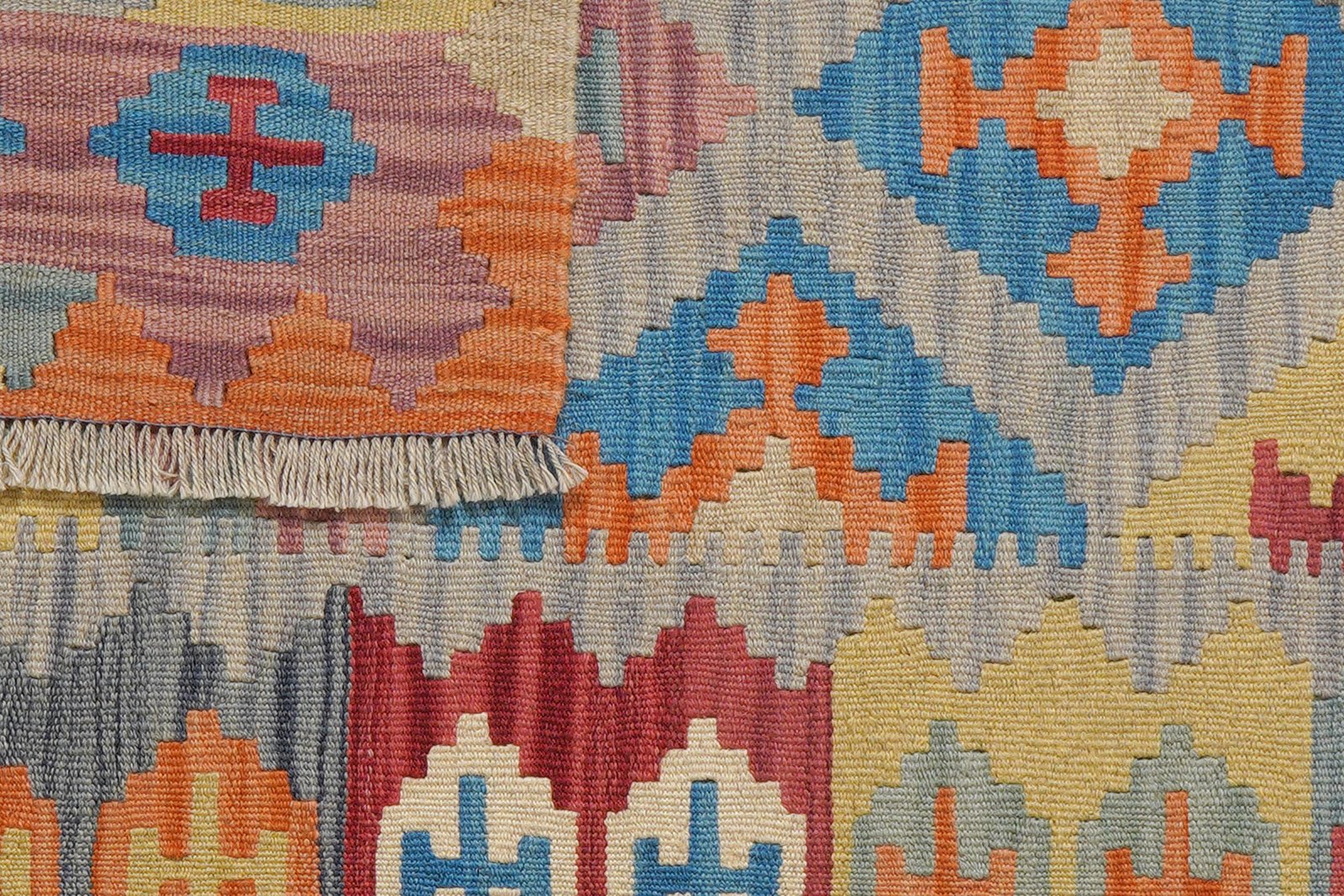 Kelim Gashgai — Handmade, 101x140 cm, Beige, 100% Virgin Wool | View 6