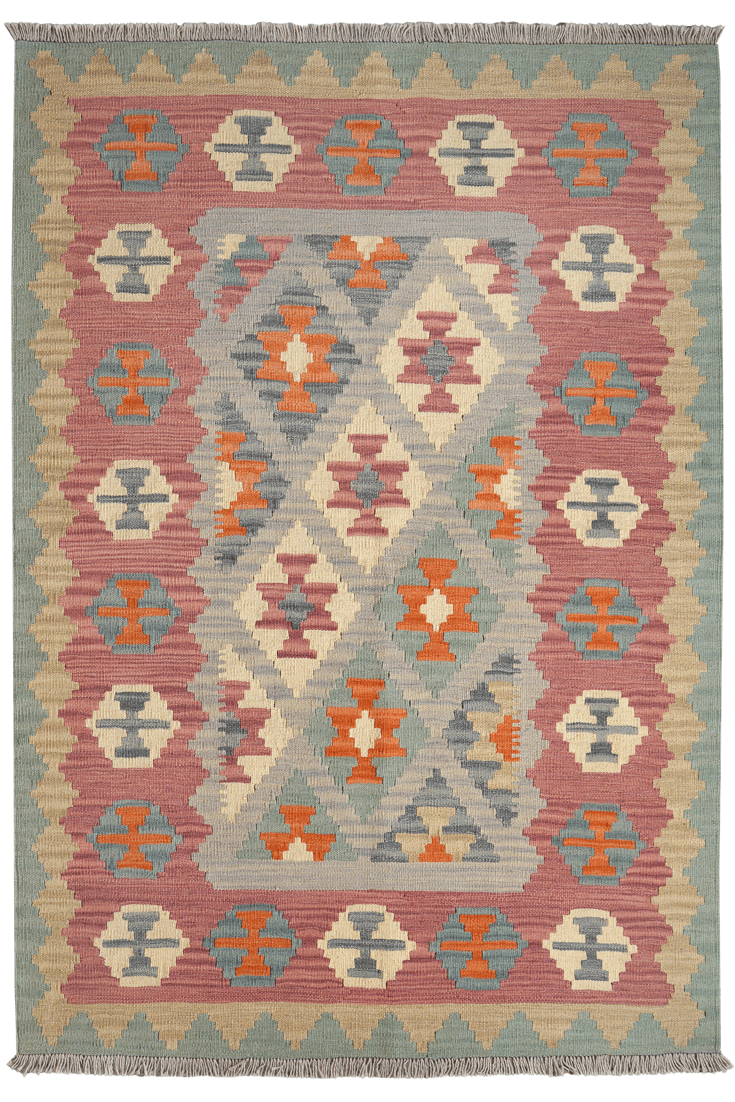 Kelim Gashgai — Handmade, 124x182 cm, Blue, 100% Virgin Wool | Main view