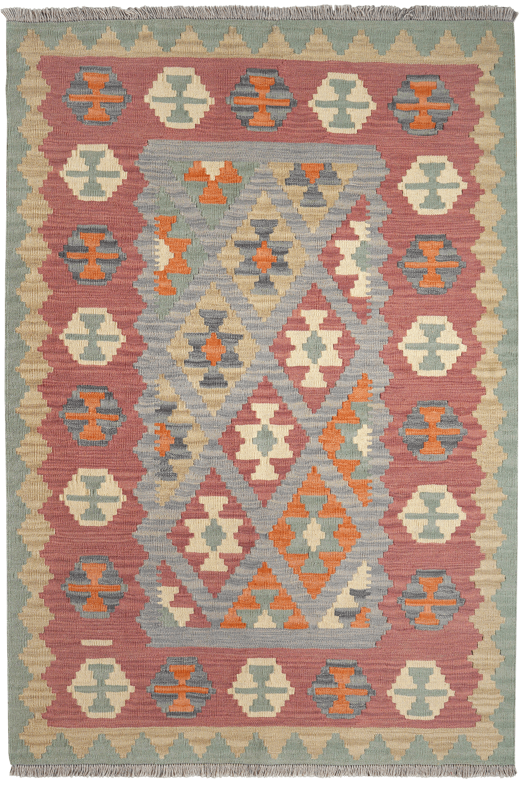 Kelim Gashgai — Handmade, 127x184 cm, Blue, 100% Virgin Wool | Main view
