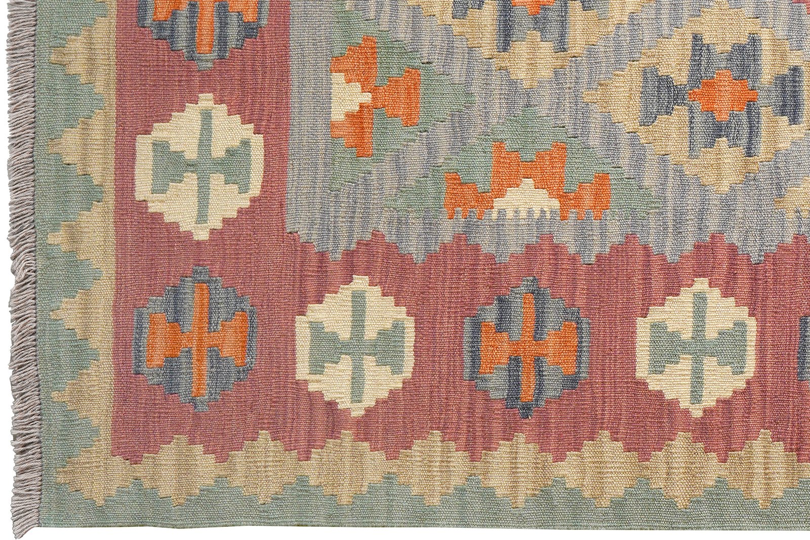 Kelim Gashgai — Handmade, 127x184 cm, Blue, 100% Virgin Wool | View 3