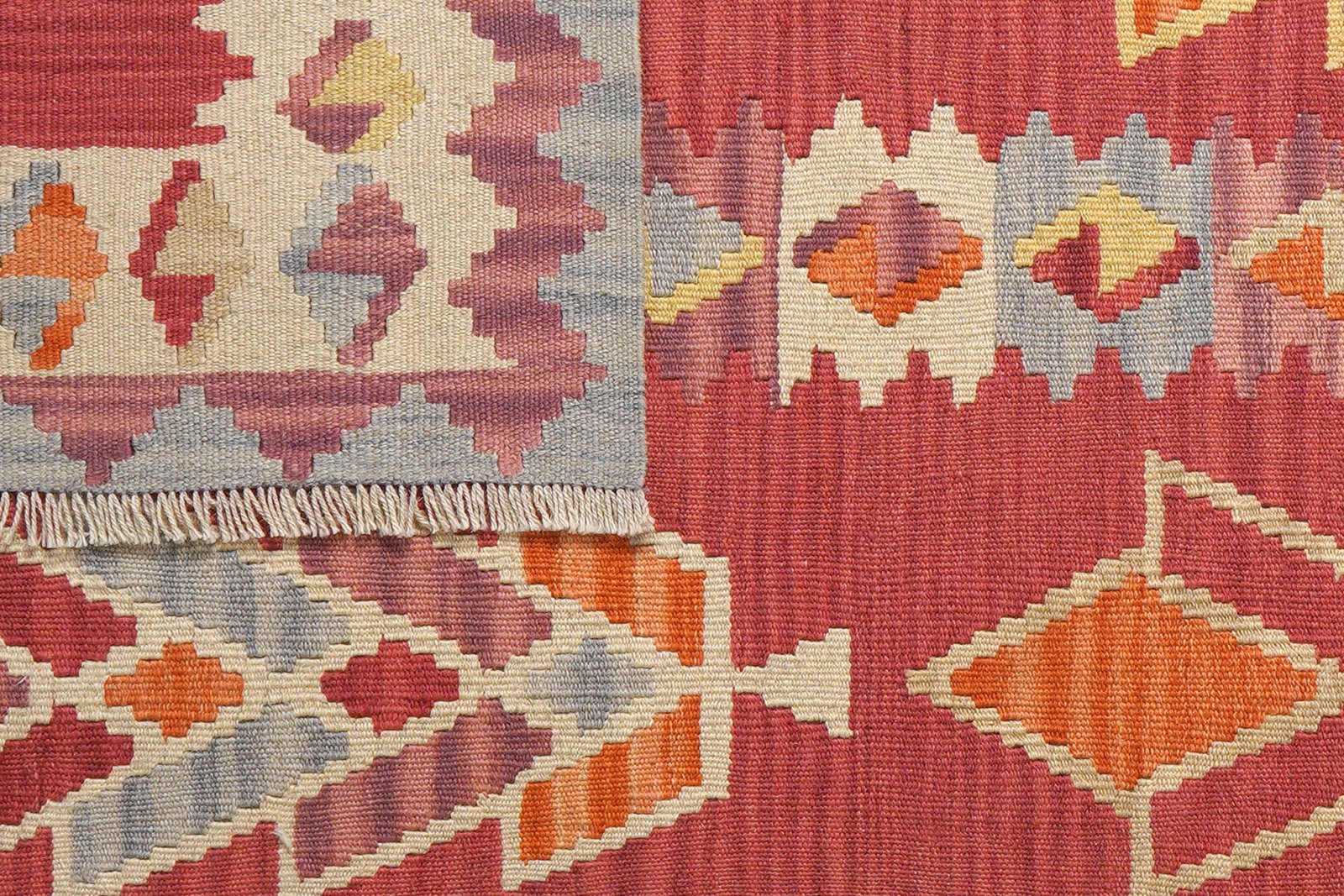 Kelim Gashgai — Handmade, 123x176 cm, Red, 100% Virgin Wool | View 6