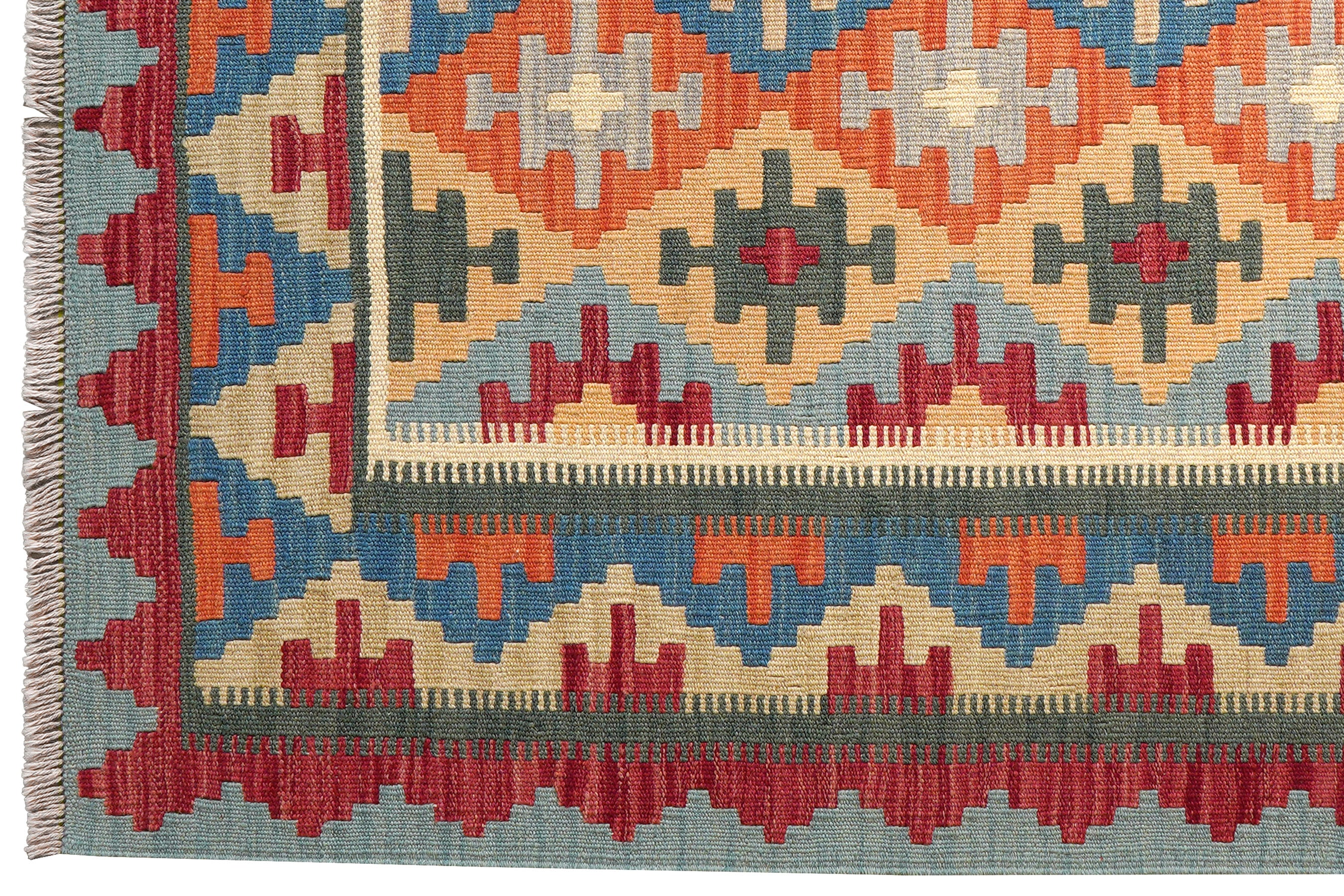 Kelim Gashgai — Handmade, 158x152 cm, Green, 100% Virgin Wool | View 3