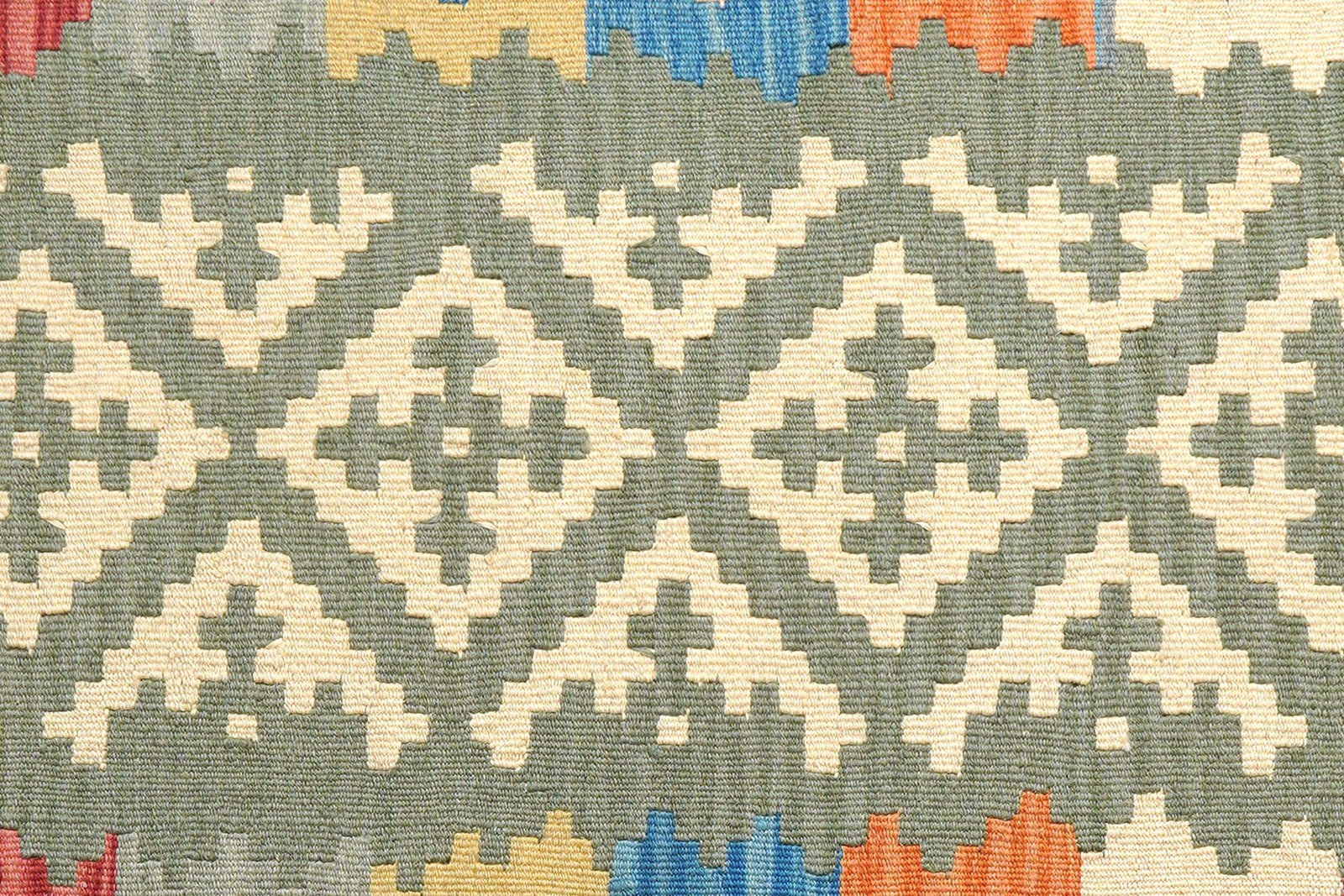 Kelim Gashgai — Handmade, 86x299 cm, Green, 100% Virgin Wool | View 5