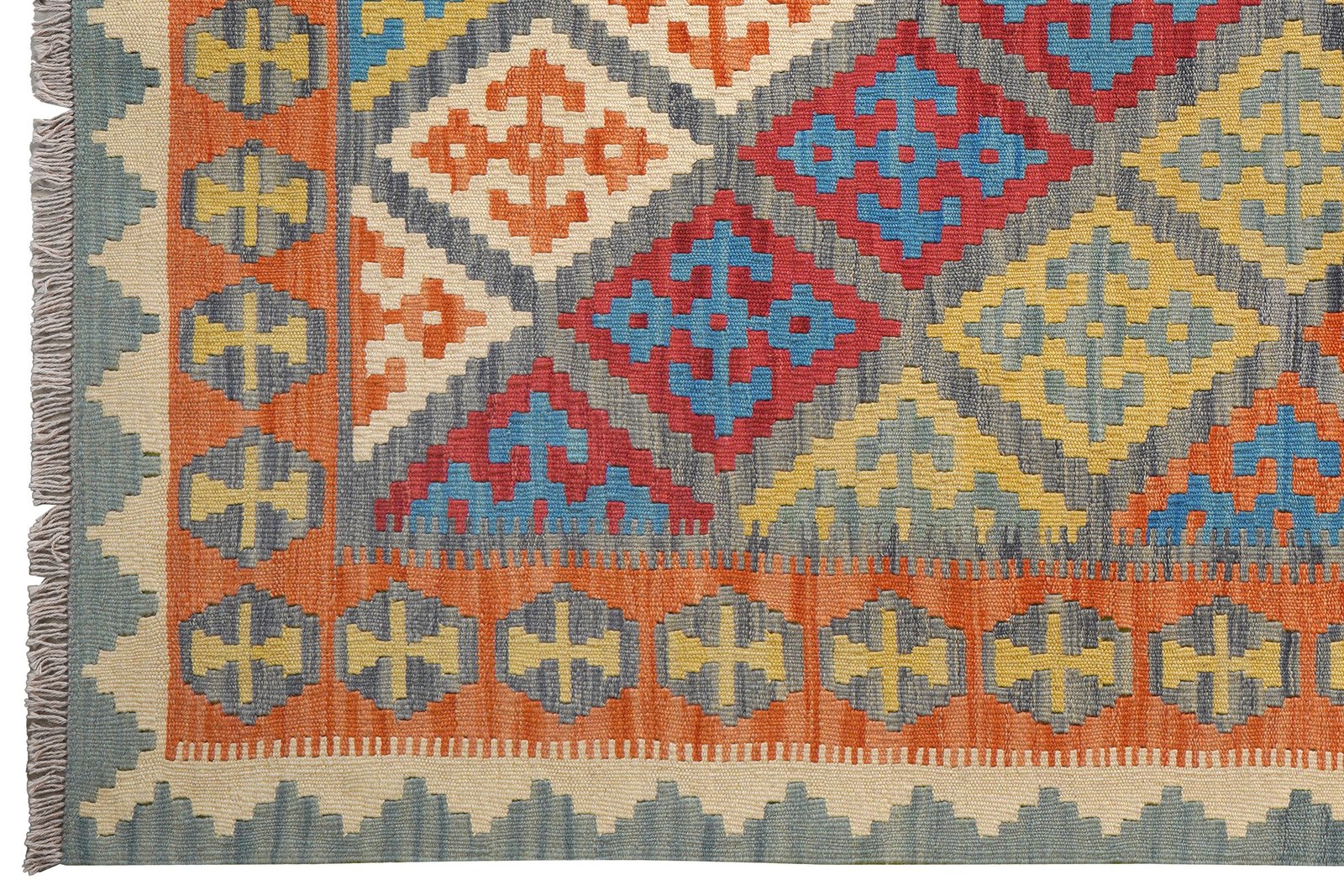 Kelim Gashgai — Handmade, 153x217 cm, Blue, 100% Virgin Wool | View 3