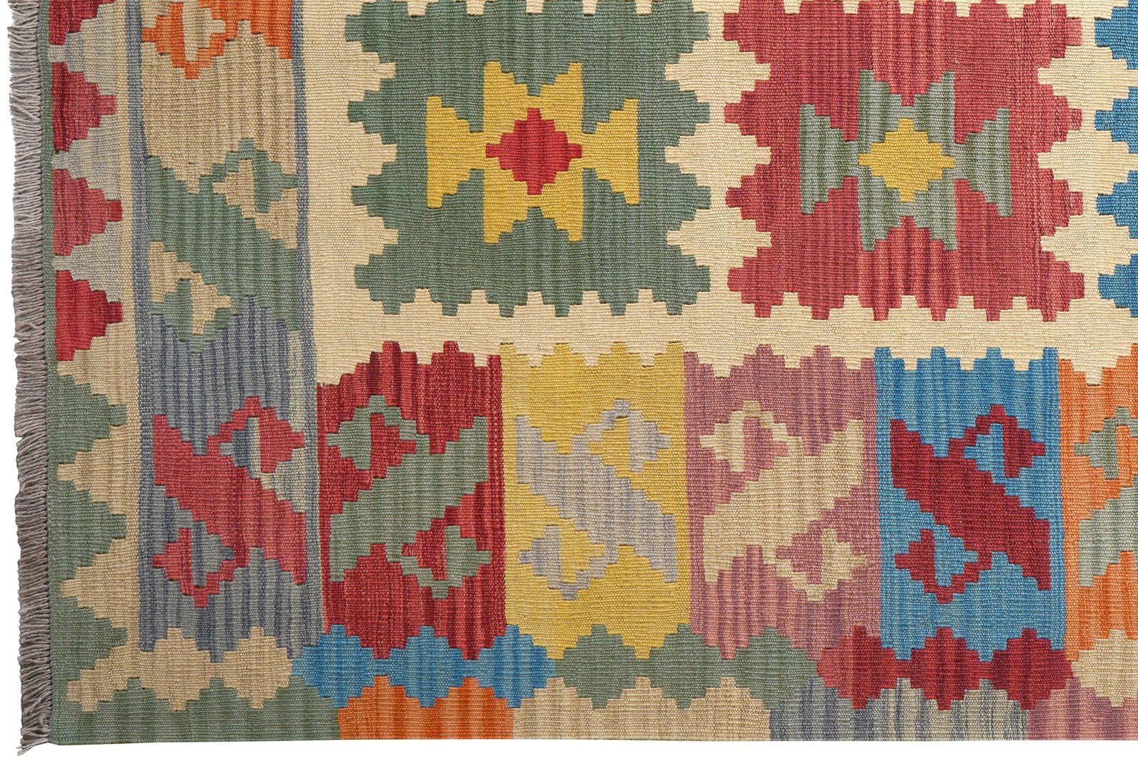 Kelim Gashgai — Handmade, 173x238 cm, Beige, 100% Virgin Wool | View 3