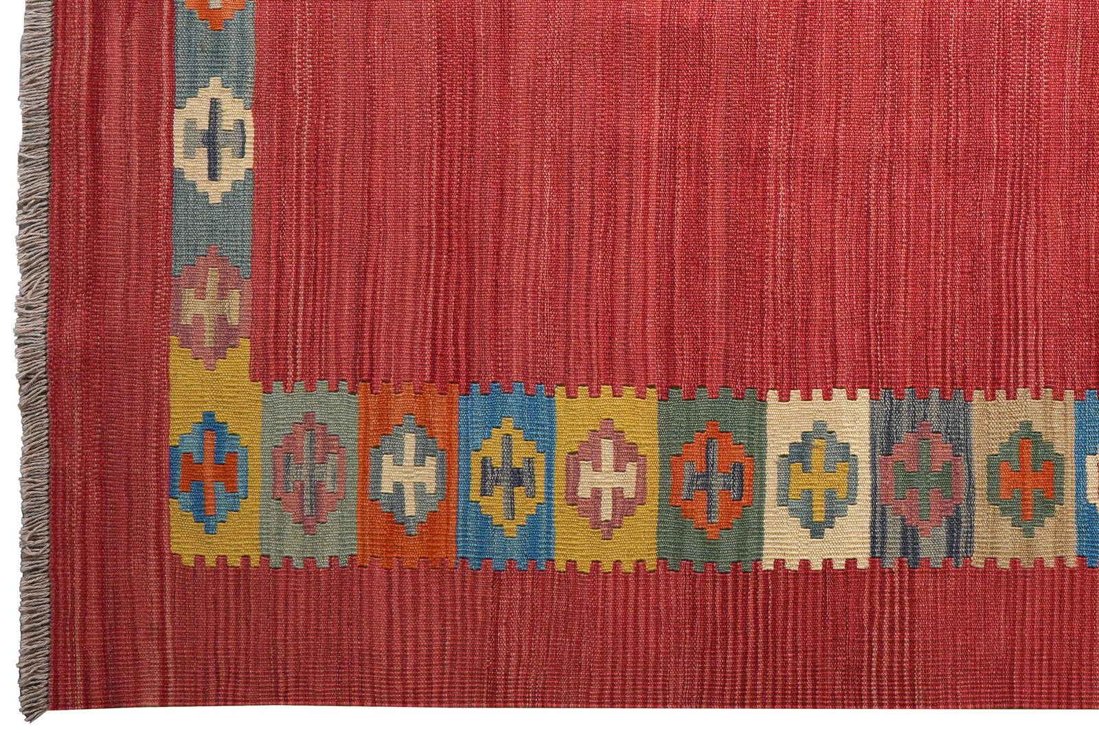 Kelim Gashgai — Handmade, 160x201 cm, Red, 100% Virgin Wool | View 3