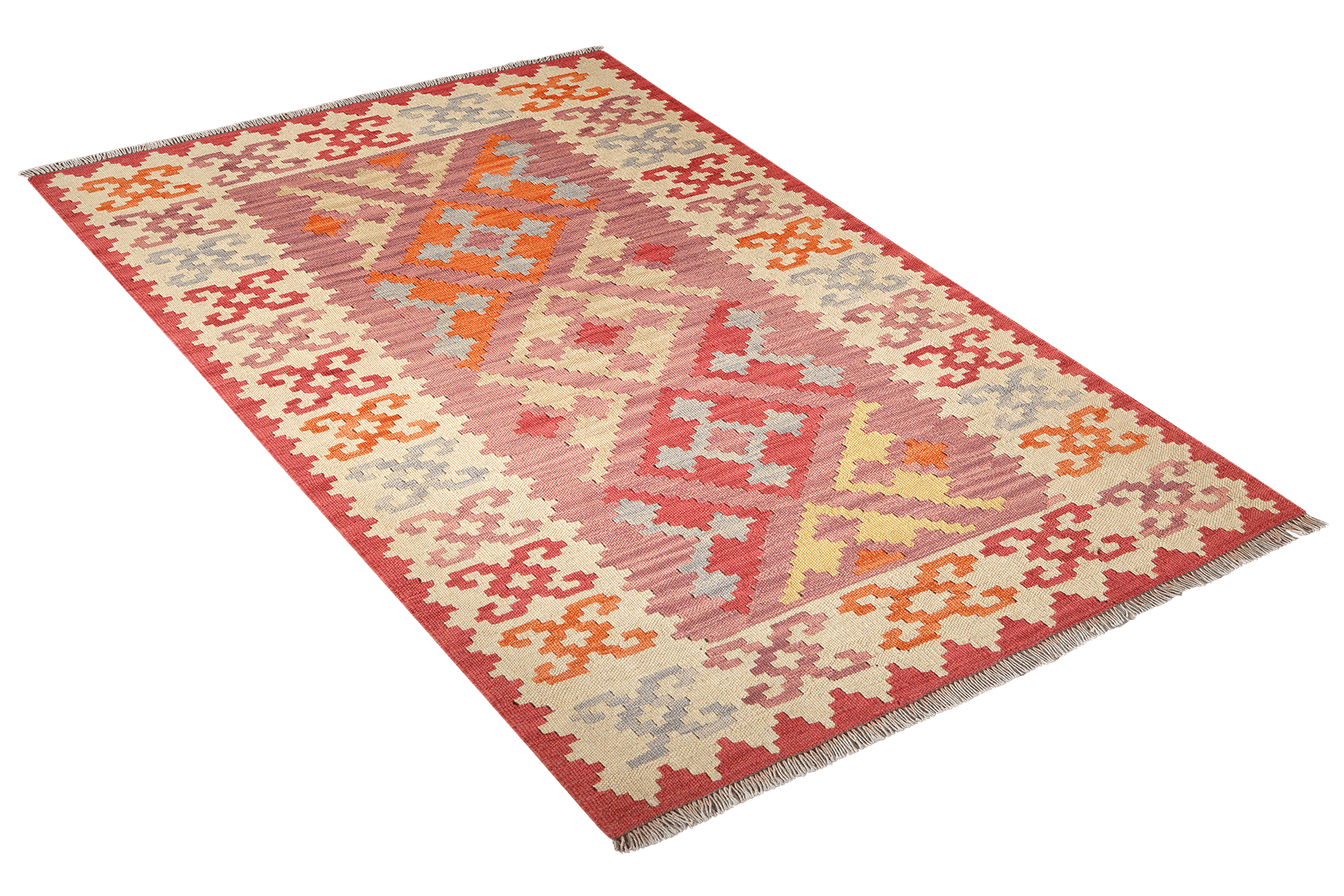 Kelim Gashgai — Handmade, 118x173 cm, Pink, 100% Virgin Wool | View 4