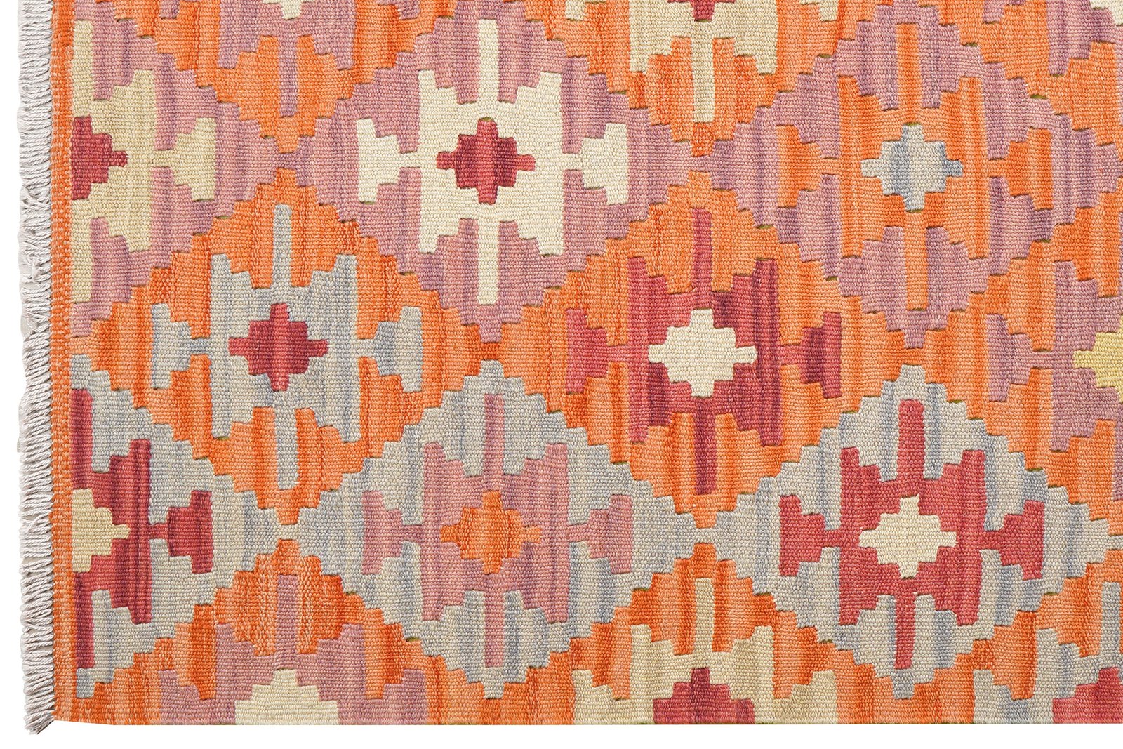 Kelim Gashgai — Handmade, 130x172 cm, Orange, 100% Virgin Wool | View 3