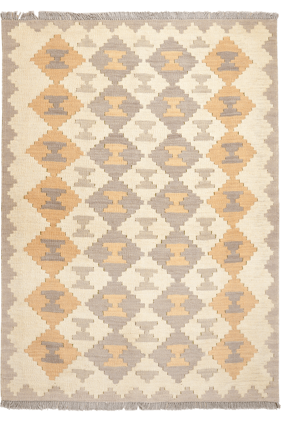 Kelim Gashgai — Handmade, 118x167 cm, Beige, 100% Virgin Wool | Main view
