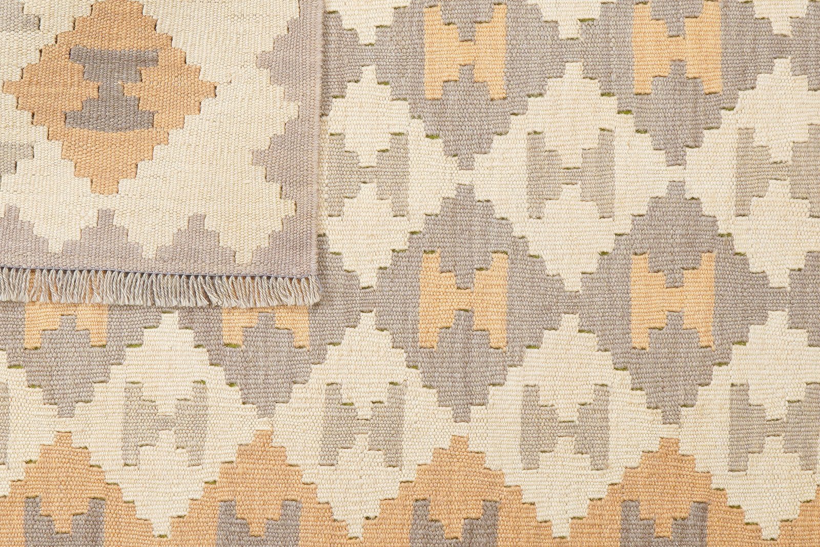 Kelim Gashgai — Handmade, 118x167 cm, Beige, 100% Virgin Wool | View 6