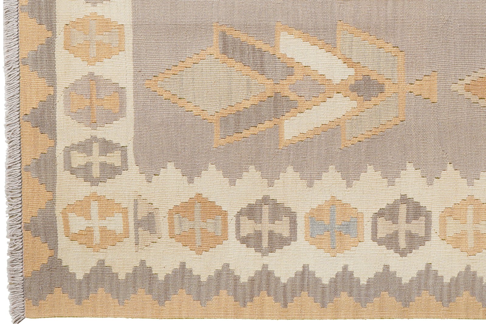 Kelim Gashgai — Handmade, 124x173 cm, Grey, 100% Virgin Wool | View 3