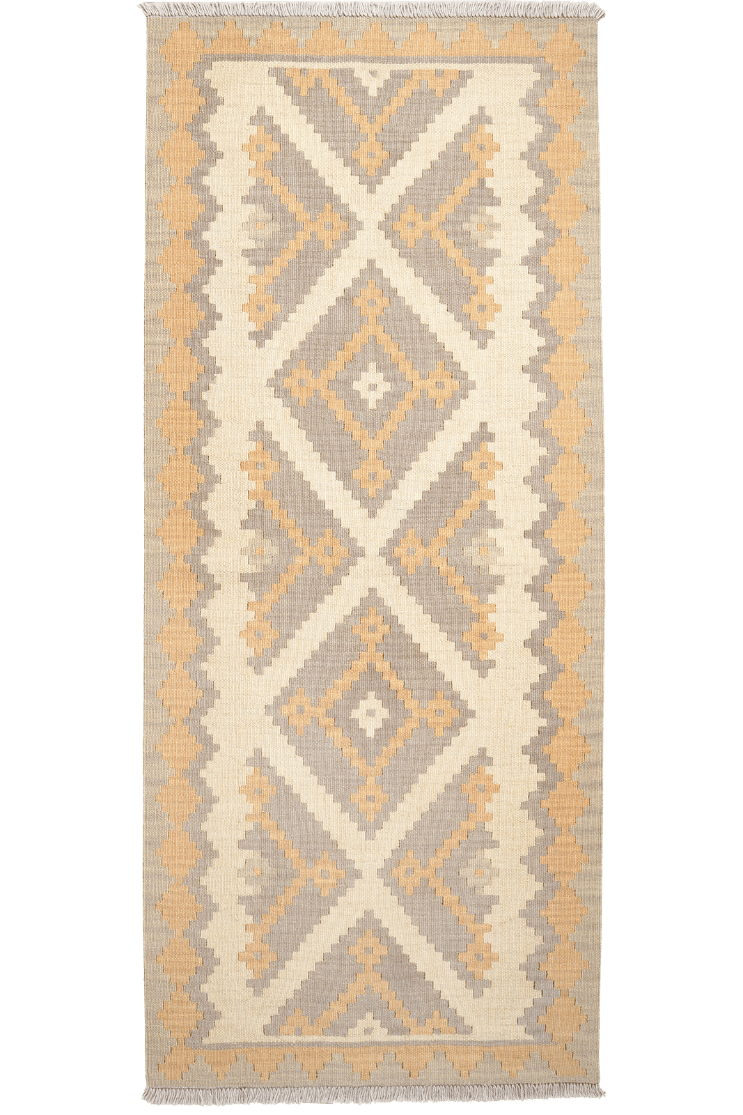 Kelim Gashgai — Handmade, 84x203 cm, Beige, 100% Virgin Wool | Main view