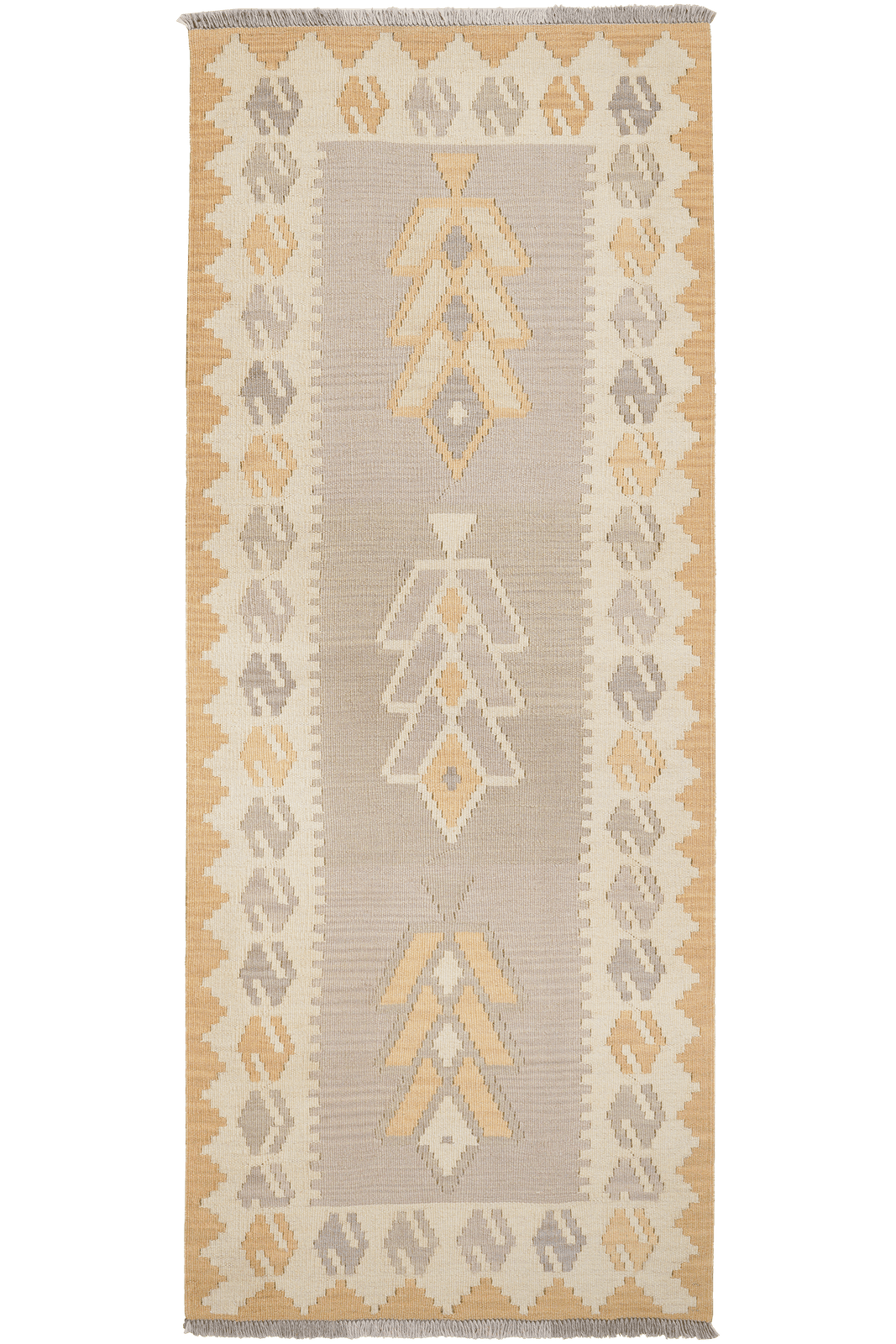 Kelim Gashgai — Handmade, 84x211 cm, Grey, 100% Virgin Wool | Main view