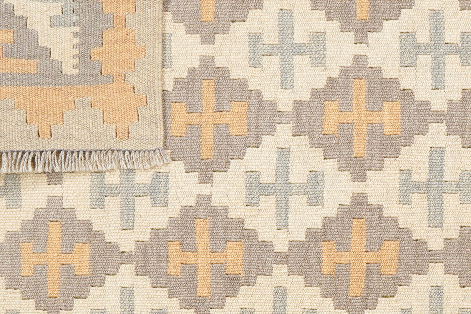 Kelim Gashgai — Handmade, 83x191 cm, Beige, 100% Virgin Wool | View 6