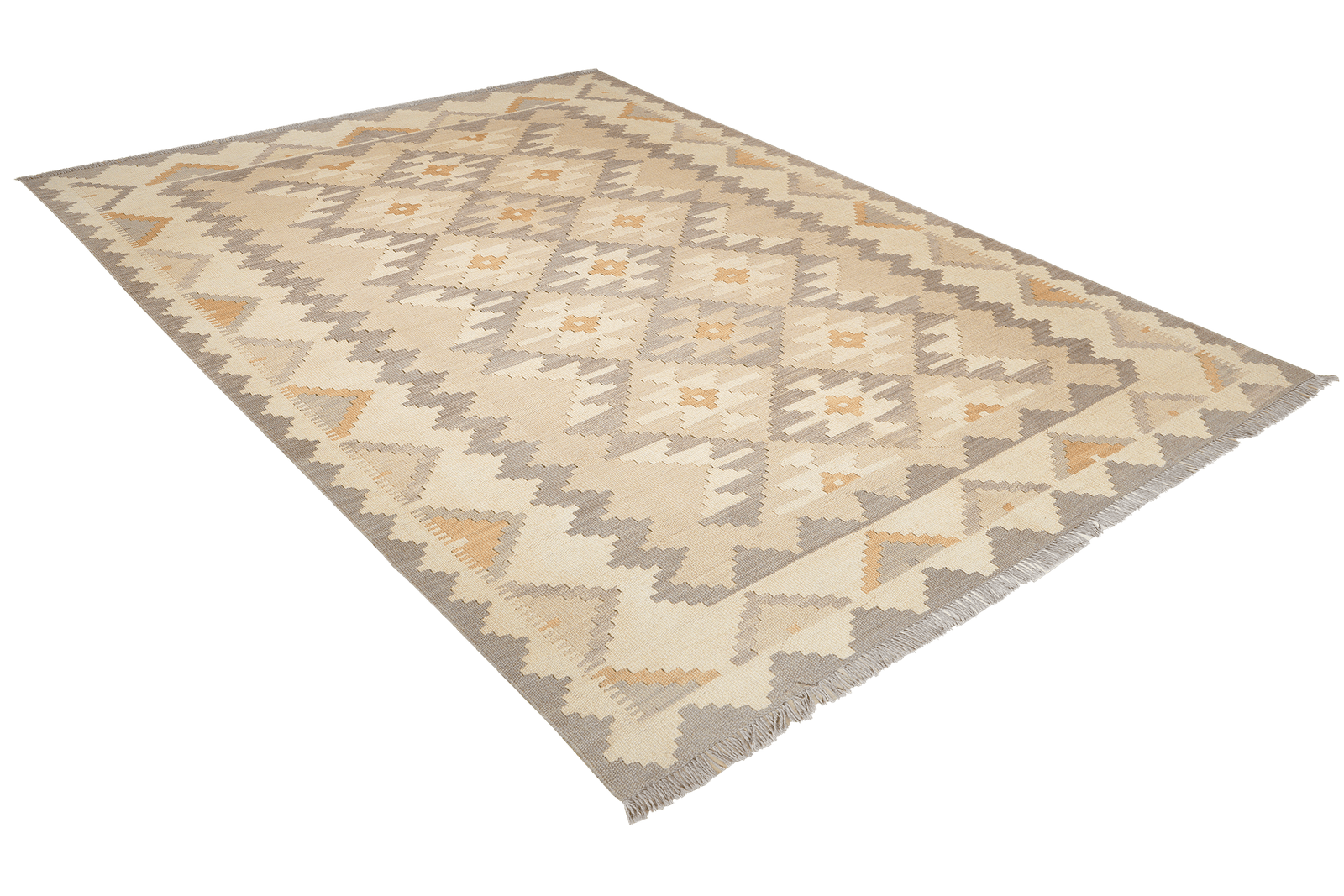 Kelim Gashgai — Handmade, 169x234 cm, Beige, 100% Virgin Wool | View 4