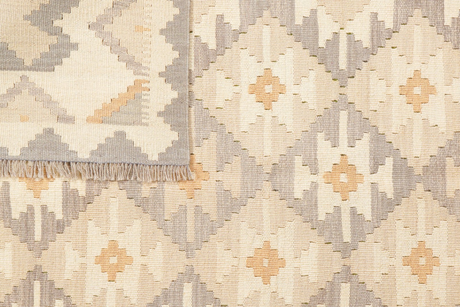 Kelim Gashgai — Handmade, 169x234 cm, Beige, 100% Virgin Wool | View 6