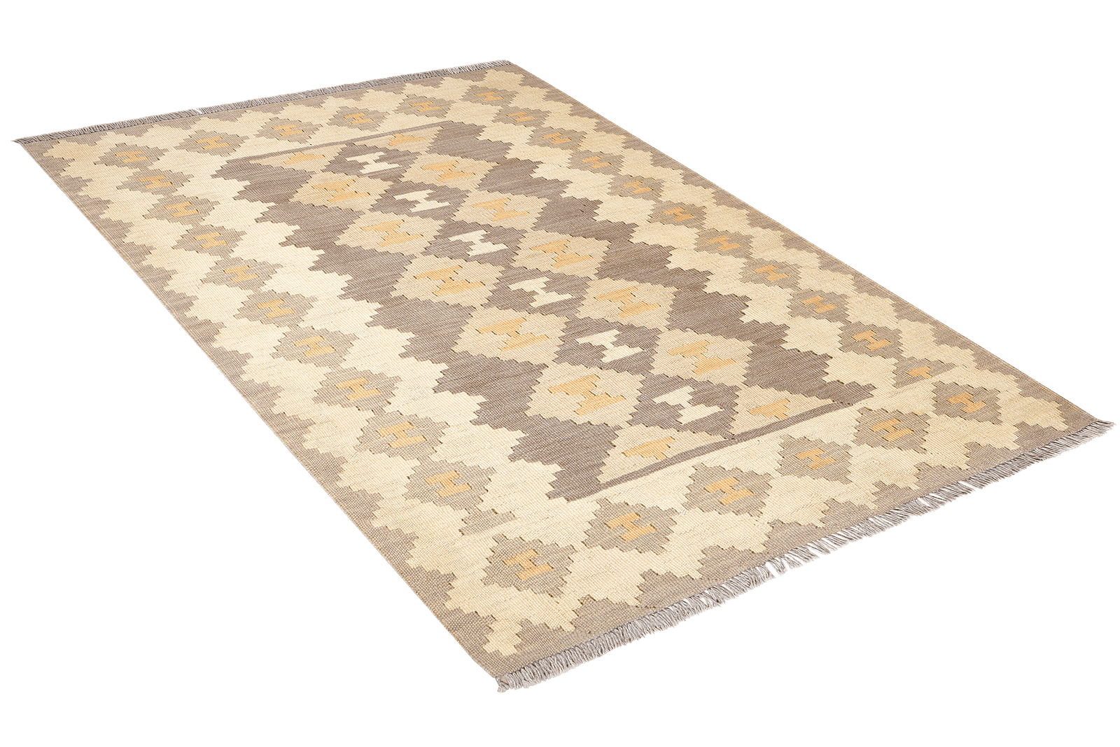 Kelim Gashgai — Handmade, 119x176 cm, Grey, 100% Virgin Wool | View 4