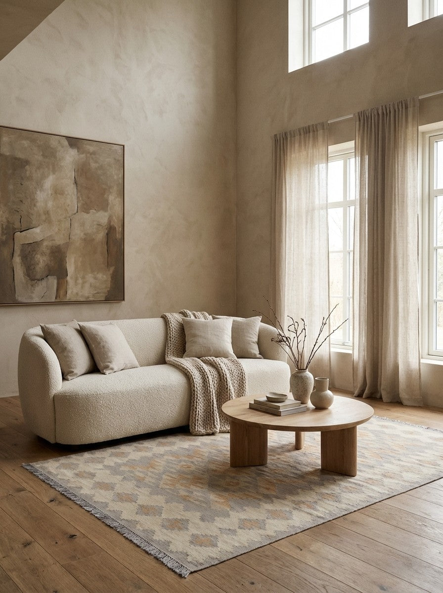Kelim Gashgai — Handmade, 169x236 cm, Grey, 100% Virgin Wool | Detail view