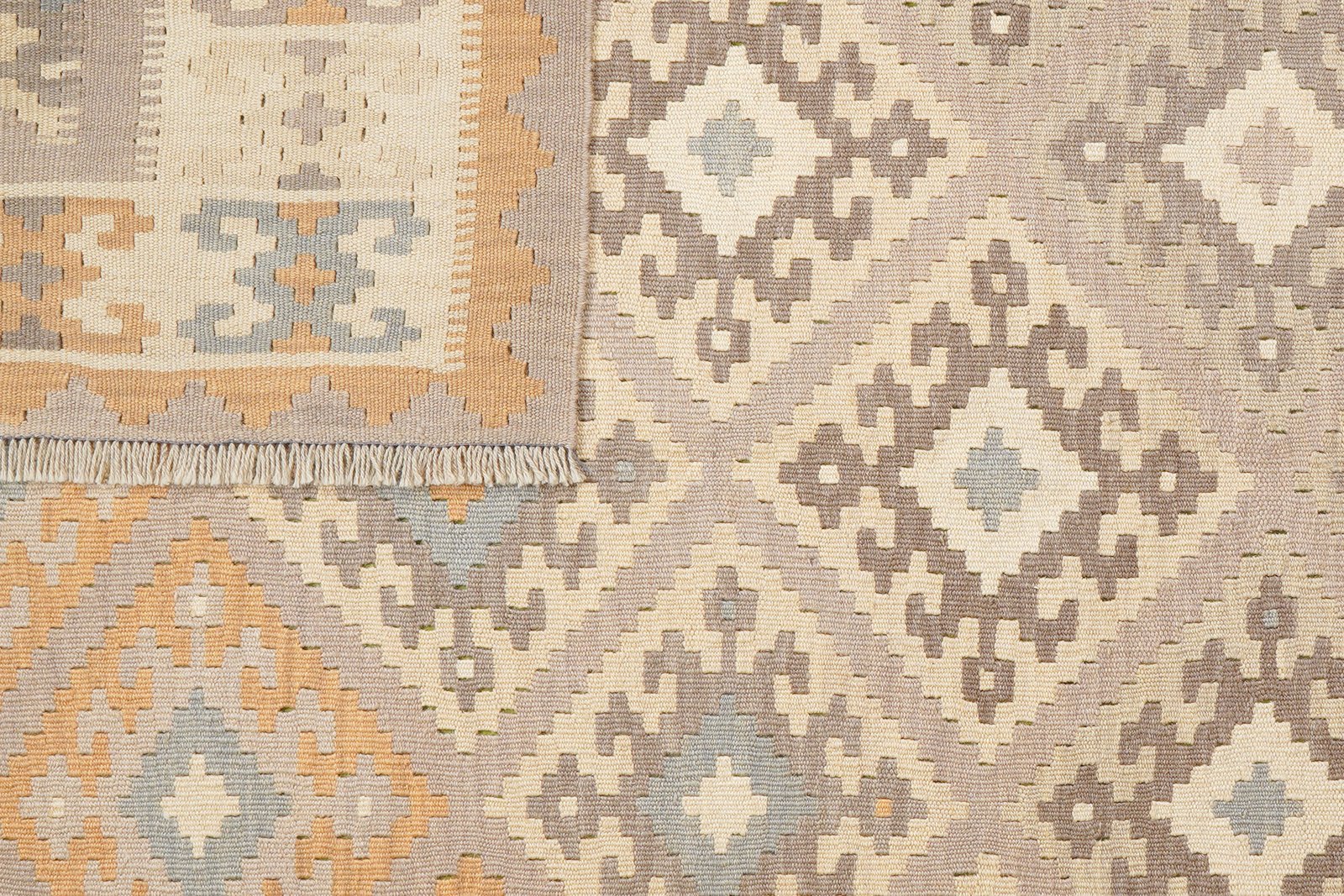 Kelim Gashgai — Handmade, 182x246 cm, Grey, 100% Virgin Wool | View 6