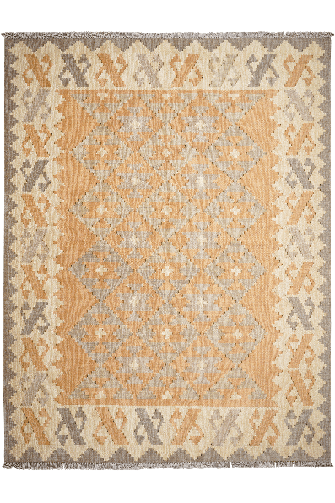 Kelim Gashgai — Handmade, 174x229 cm, Yellow, 100% Virgin Wool | Main view