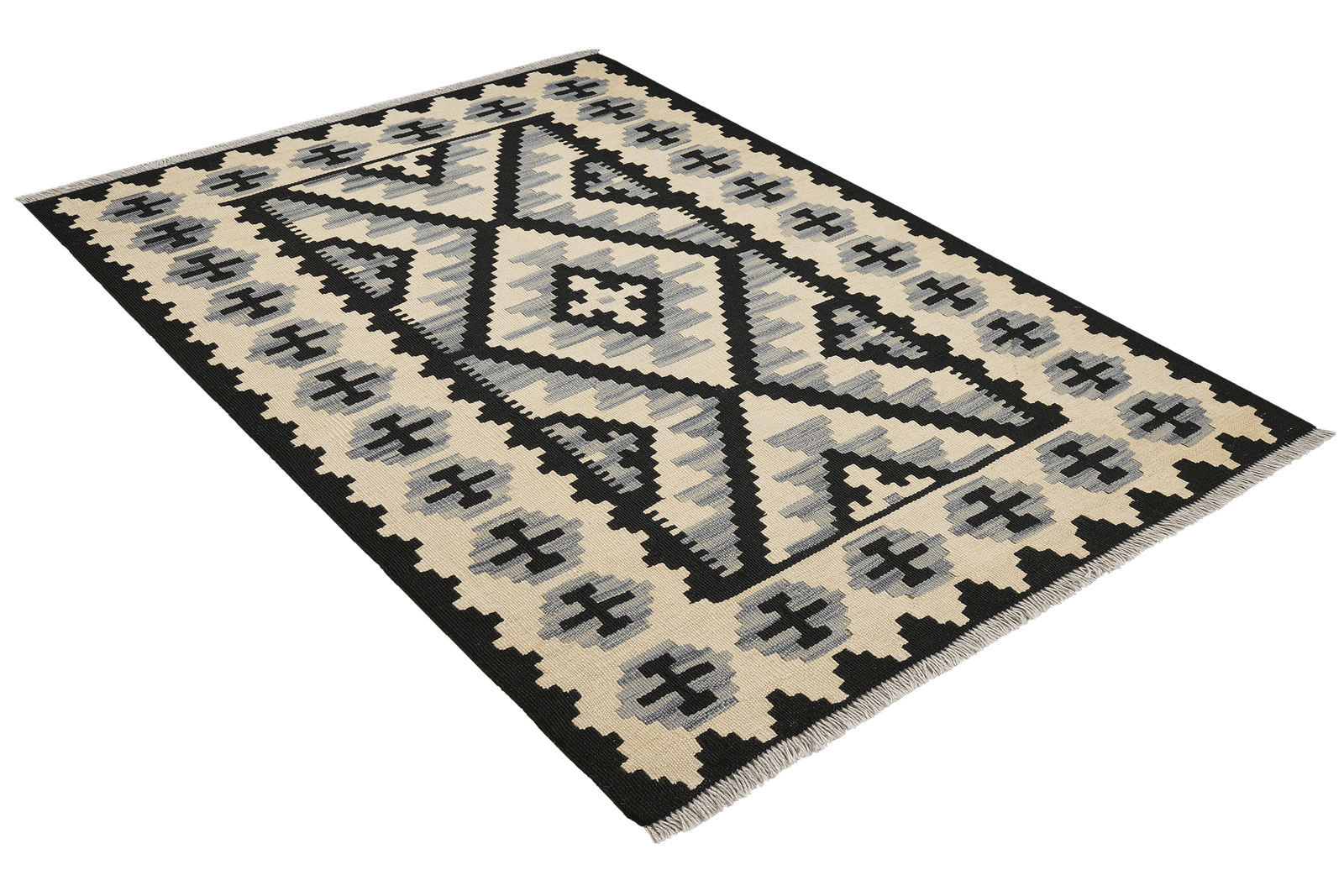 Kelim Gashgai — Handmade, 107x154 cm, Beige, 100% Virgin Wool | View 4