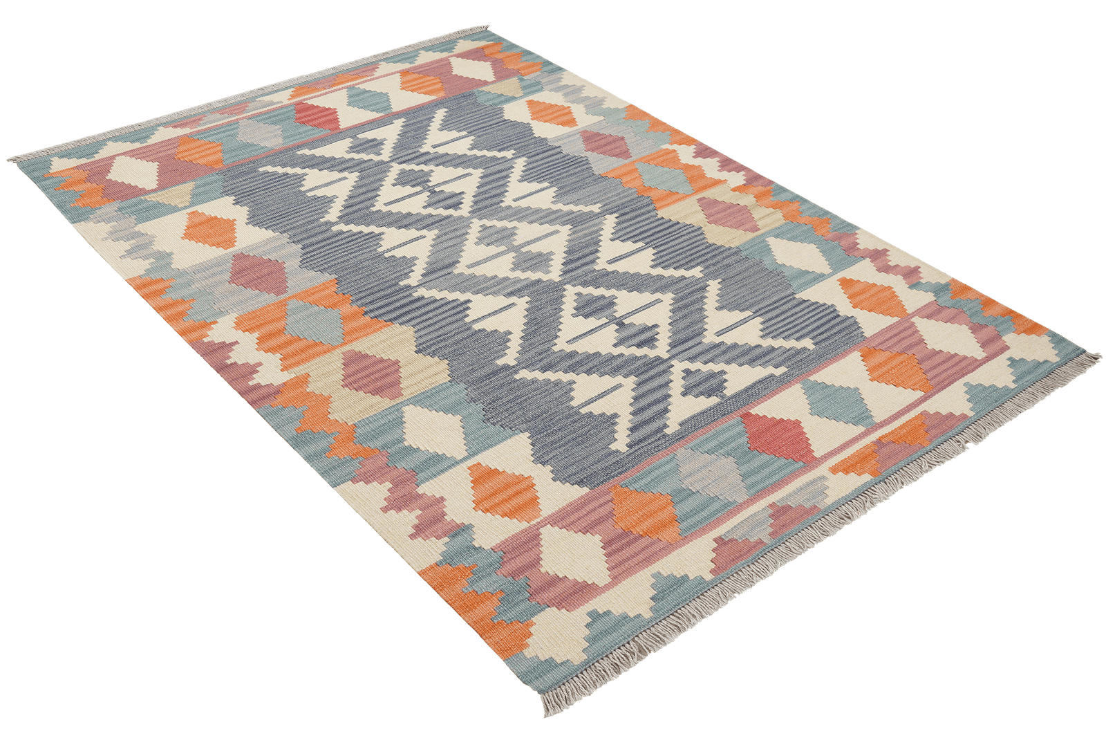 Kelim Gashgai — Handmade, 103x153 cm, Blue, 100% Virgin Wool | View 4