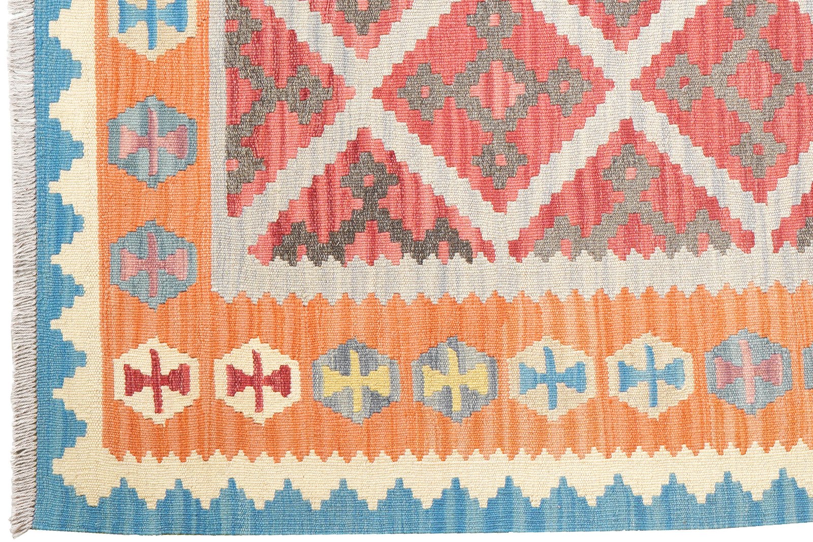 Kelim Gashgai — Handmade, 130x177 cm, Blue, 100% Virgin Wool | View 3