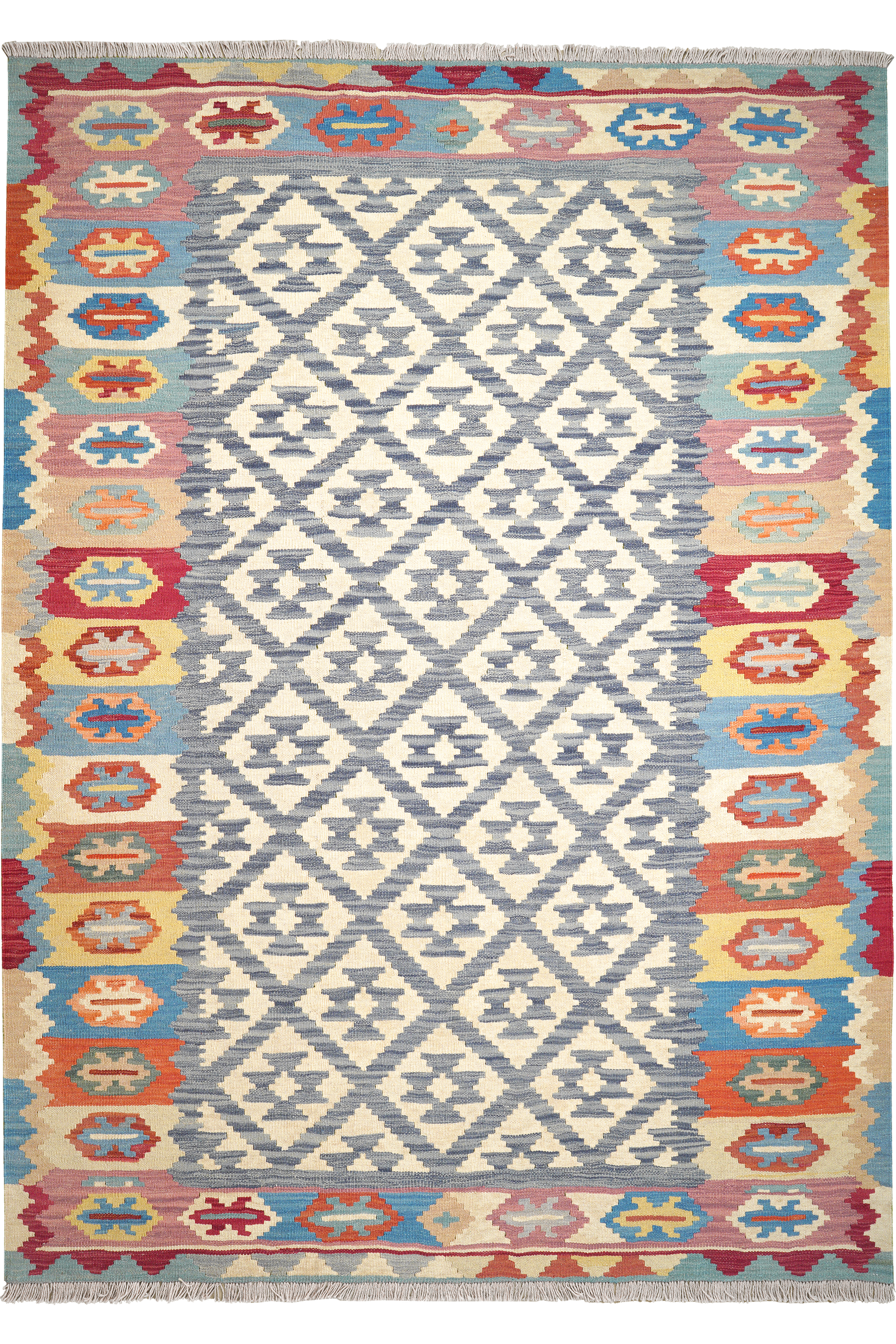 Kelim Gashgai — Handgefertigt, 250x177 cm, Bunt, 100% Virgin Wool | Main view