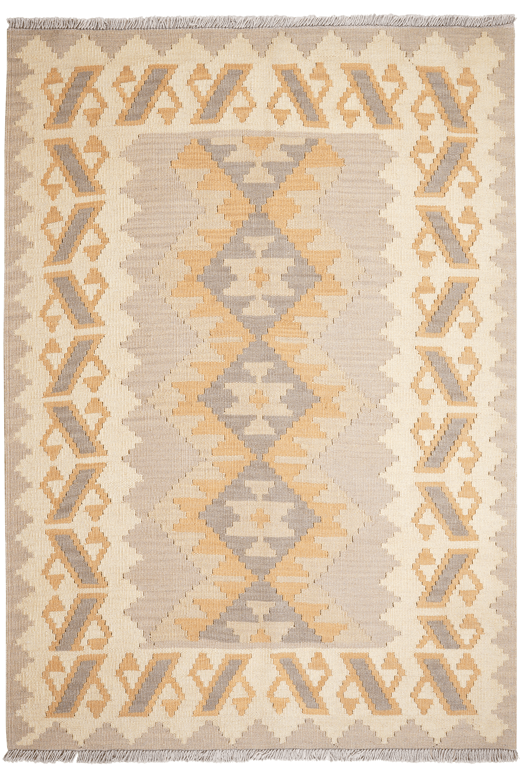 Kelim Gashgai — Handmade, 127x183 cm, Grey, 100% Virgin Wool | Main view