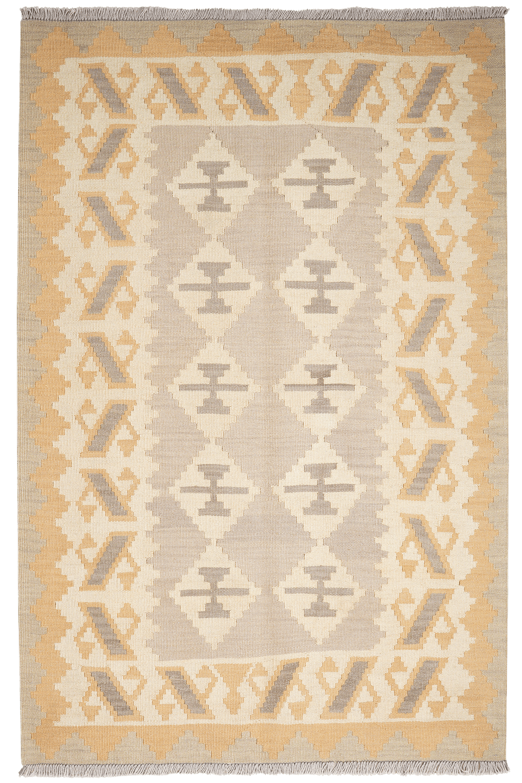 Kelim Gashgai — Handmade, 118x180 cm, Grey, 100% Virgin Wool | Main view