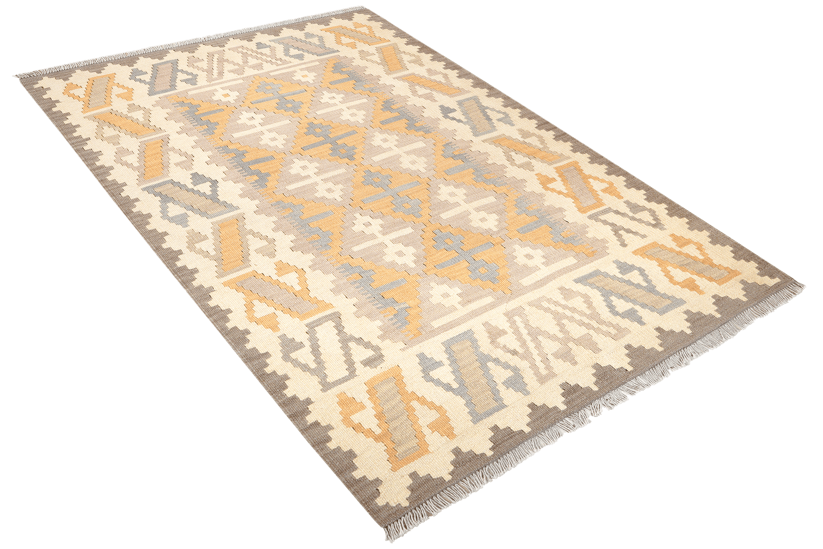 Kelim Gashgai — Handmade, 124x174 cm, Grey, 100% Virgin Wool | View 4