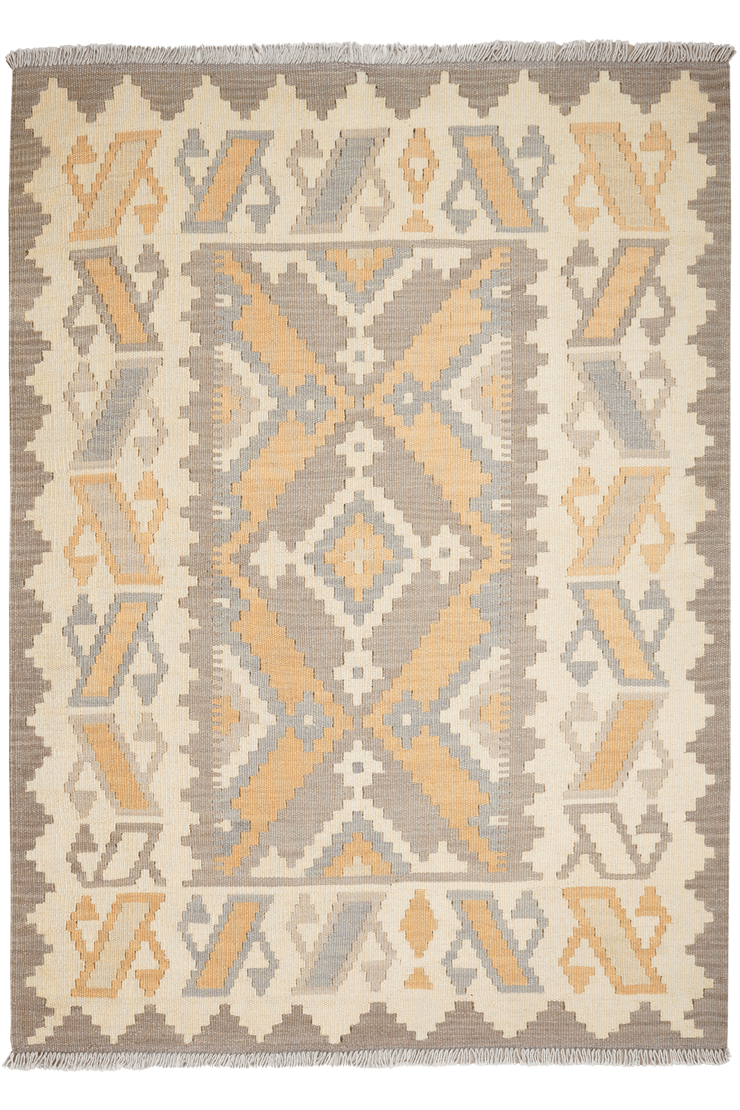 Kelim Gashgai — Handmade, 125x170 cm, Grey, 100% Virgin Wool | Main view