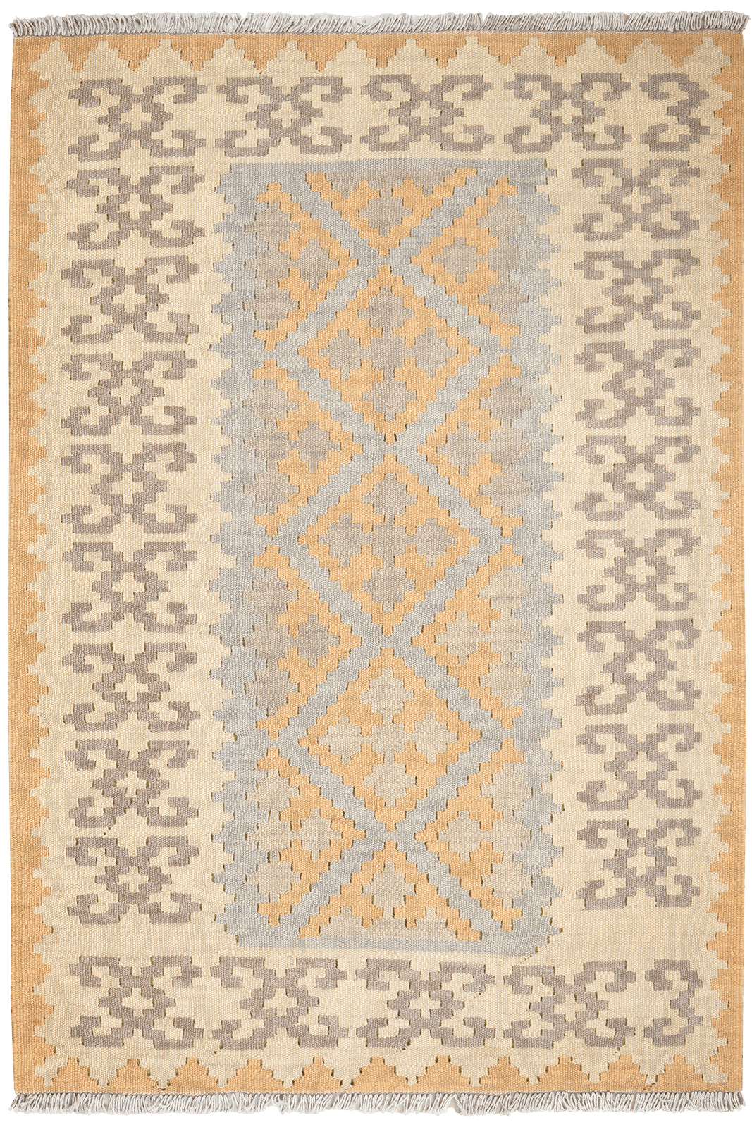 Kelim Gashgai — Handmade, 115x167 cm, Grey, 100% Virgin Wool | Main view