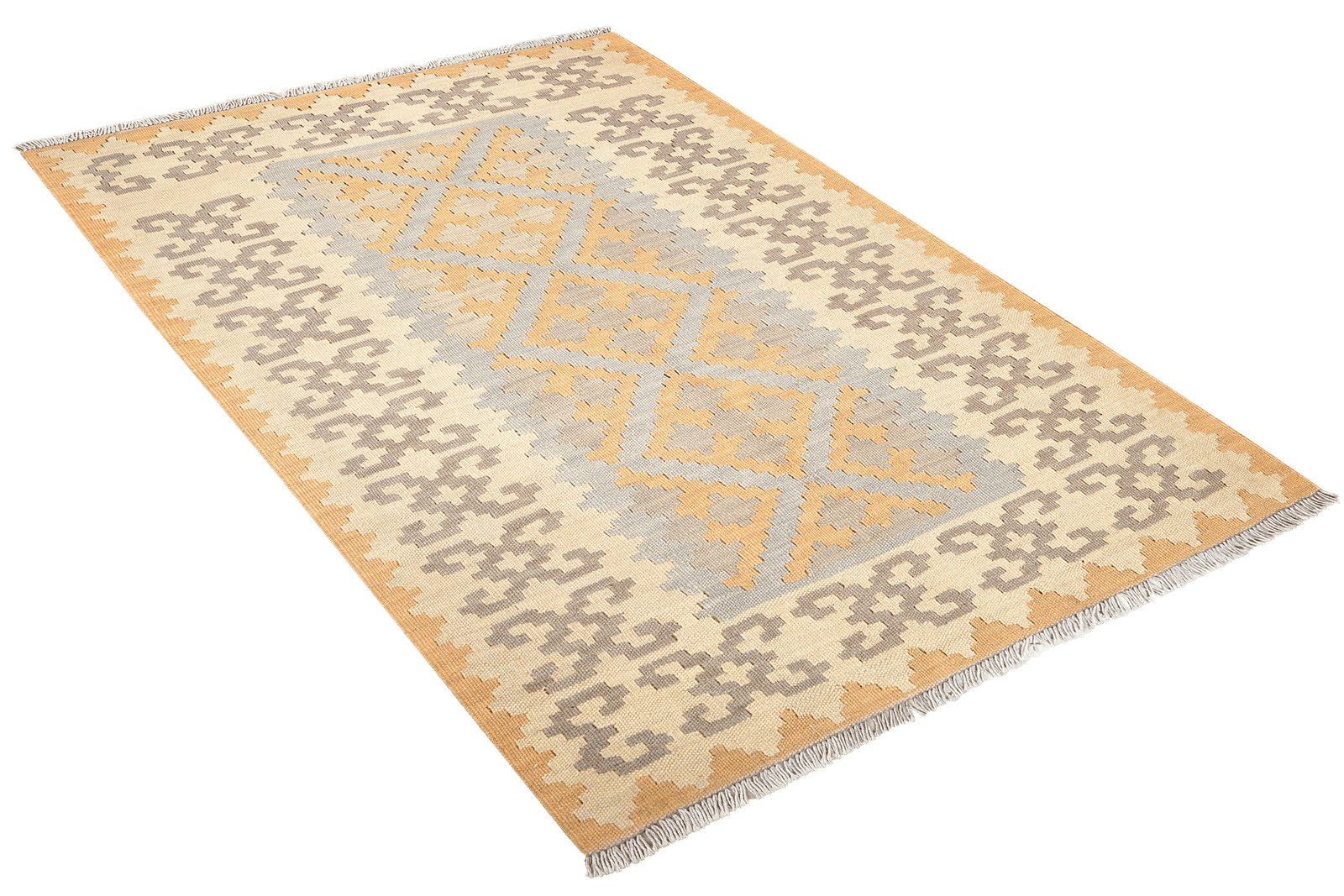 Kelim Gashgai — Handmade, 115x167 cm, Grey, 100% Virgin Wool | View 4