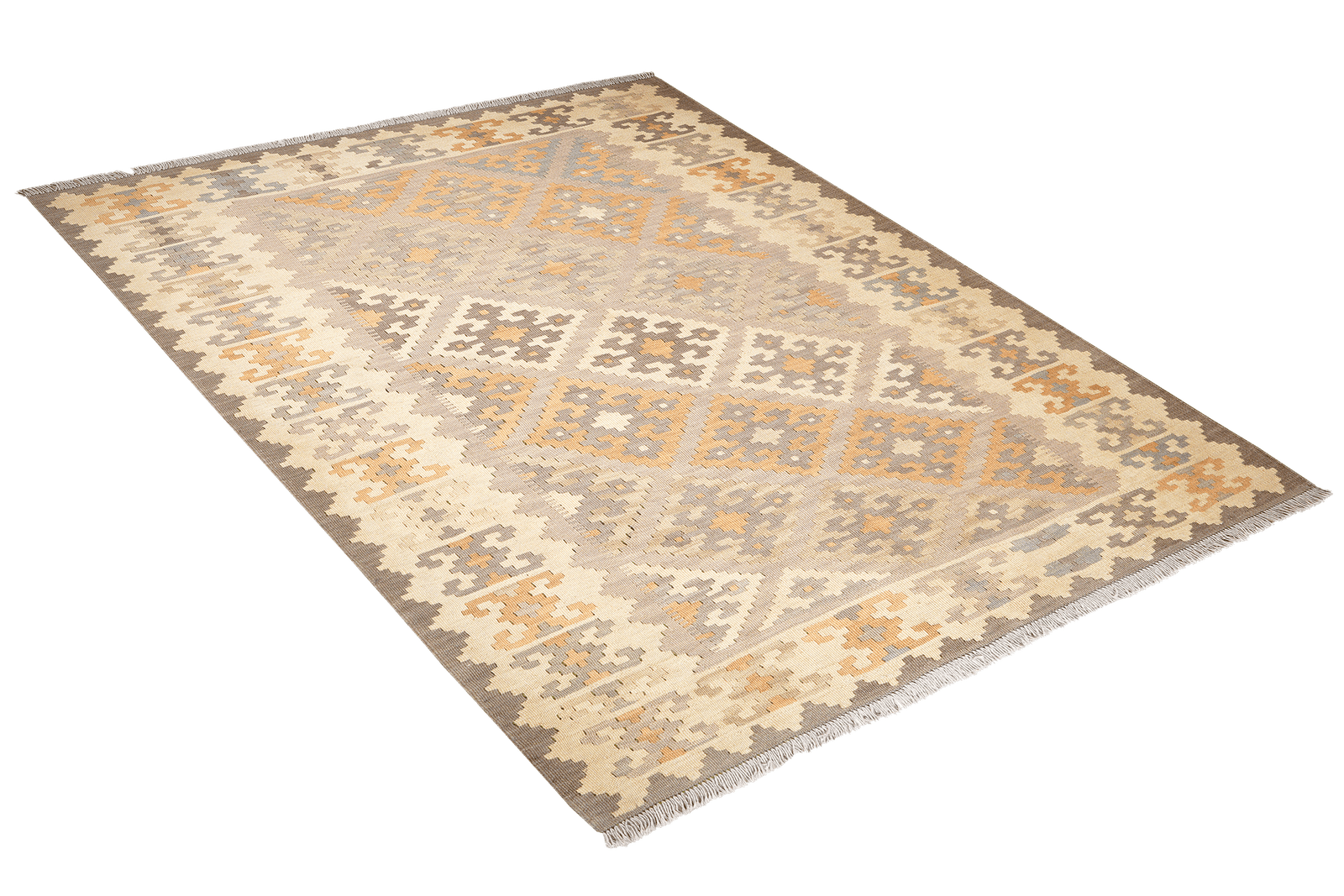Kelim Gashgai — Handmade, 162x207 cm, Grey, 100% Virgin Wool | View 4