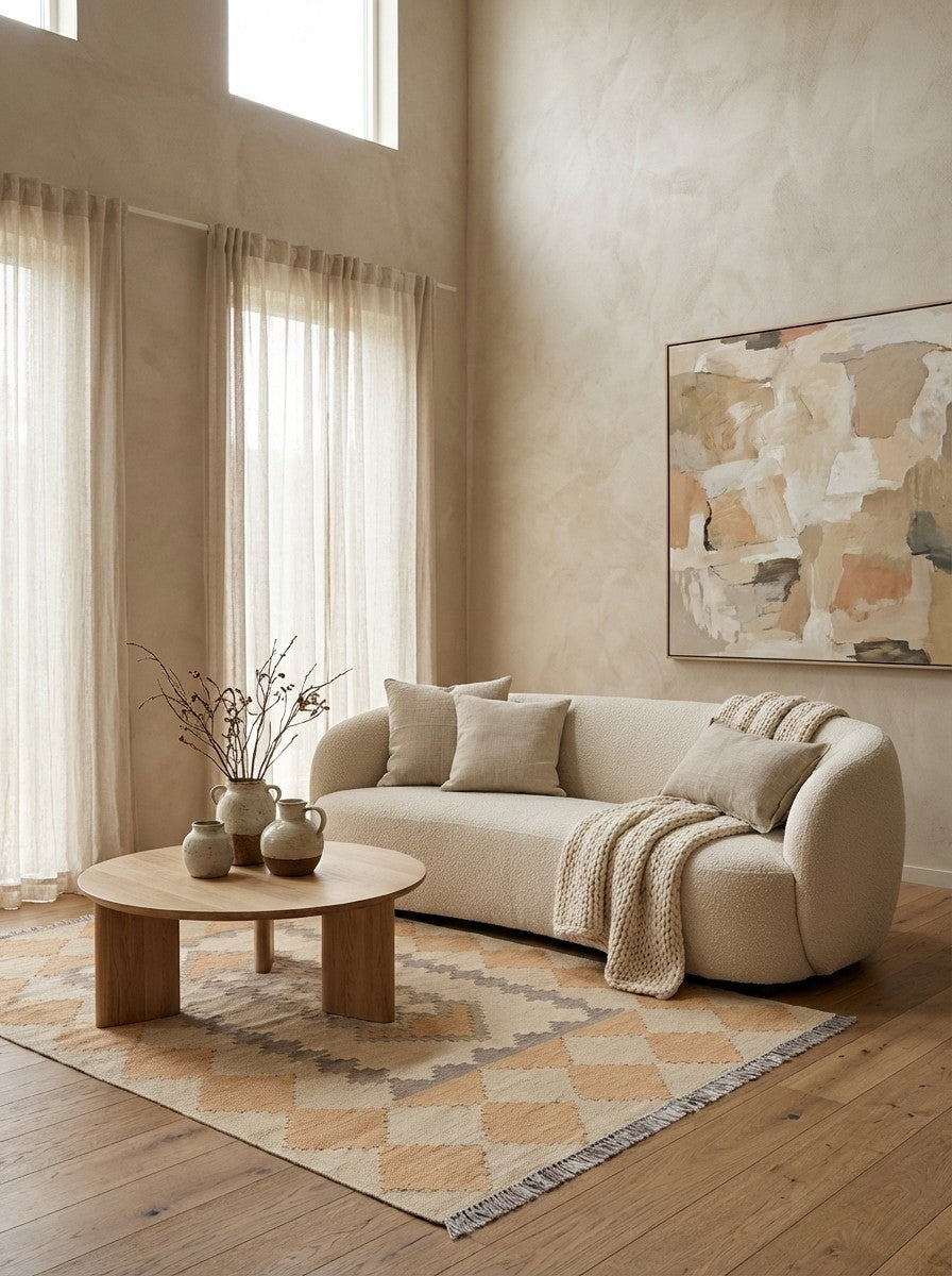 Kelim Gashgai — Handmade, 120x170 cm, Beige, 100% Virgin Wool | Detail view
