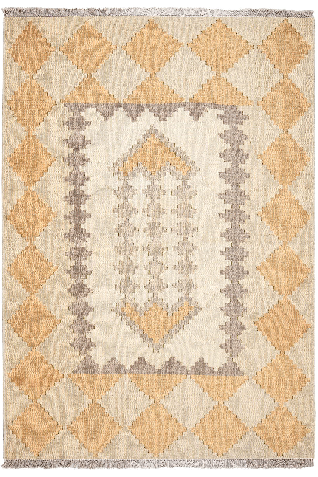 Kelim Gashgai — Handmade, 120x170 cm, Beige, 100% Virgin Wool | Main view