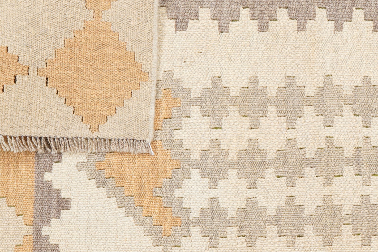 Kelim Gashgai — Handmade, 120x170 cm, Beige, 100% Virgin Wool | View 6