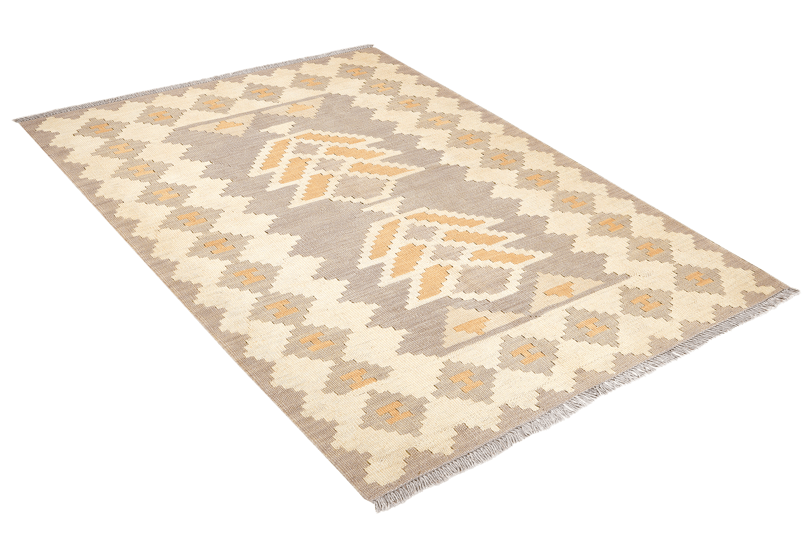 Kelim Gashgai — Handmade, 120x169 cm, Grey, 100% Virgin Wool | View 4