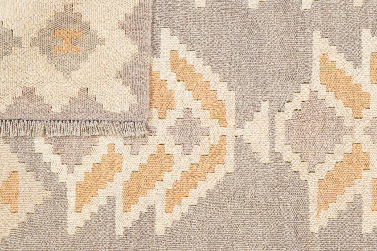 Kelim Gashgai — Handmade, 120x169 cm, Grey, 100% Virgin Wool | View 6