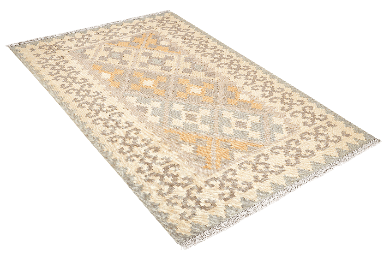 Kelim Gashgai — Handmade, 119x169 cm, Grey, 100% Virgin Wool | View 4