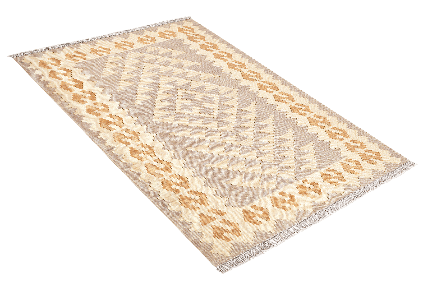 Kelim Gashgai — Handmade, 101x147 cm, Grey, 100% Virgin Wool | View 4