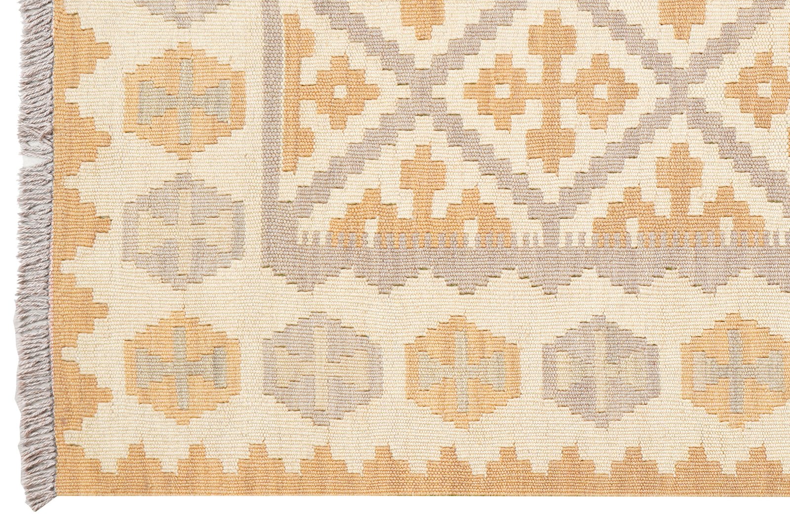 Kelim Gashgai — Handmade, 105x147 cm, Grey, 100% Virgin Wool | View 3