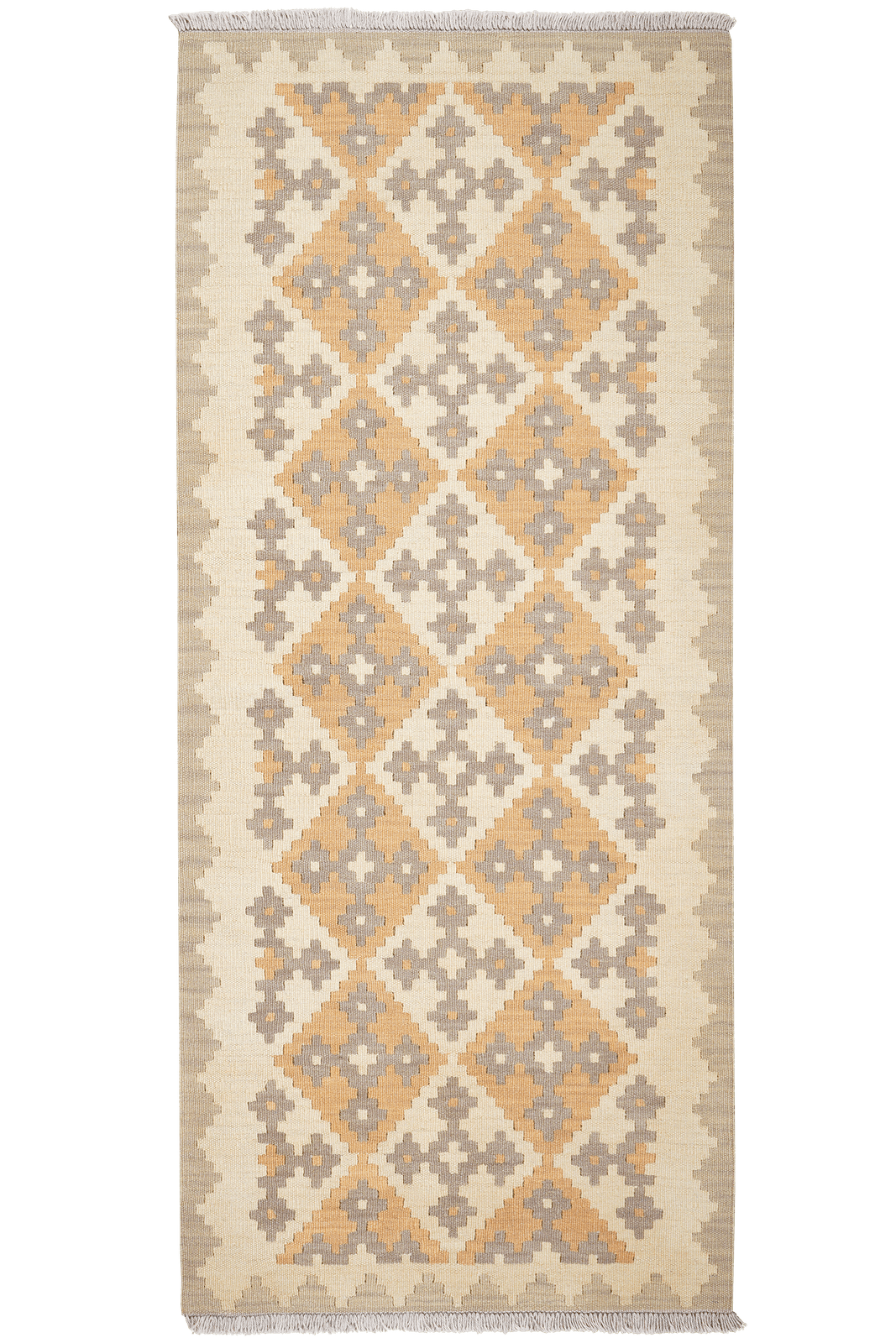 Kelim Gashgai — Handmade, 85x198 cm, Beige, 100% Virgin Wool | Main view