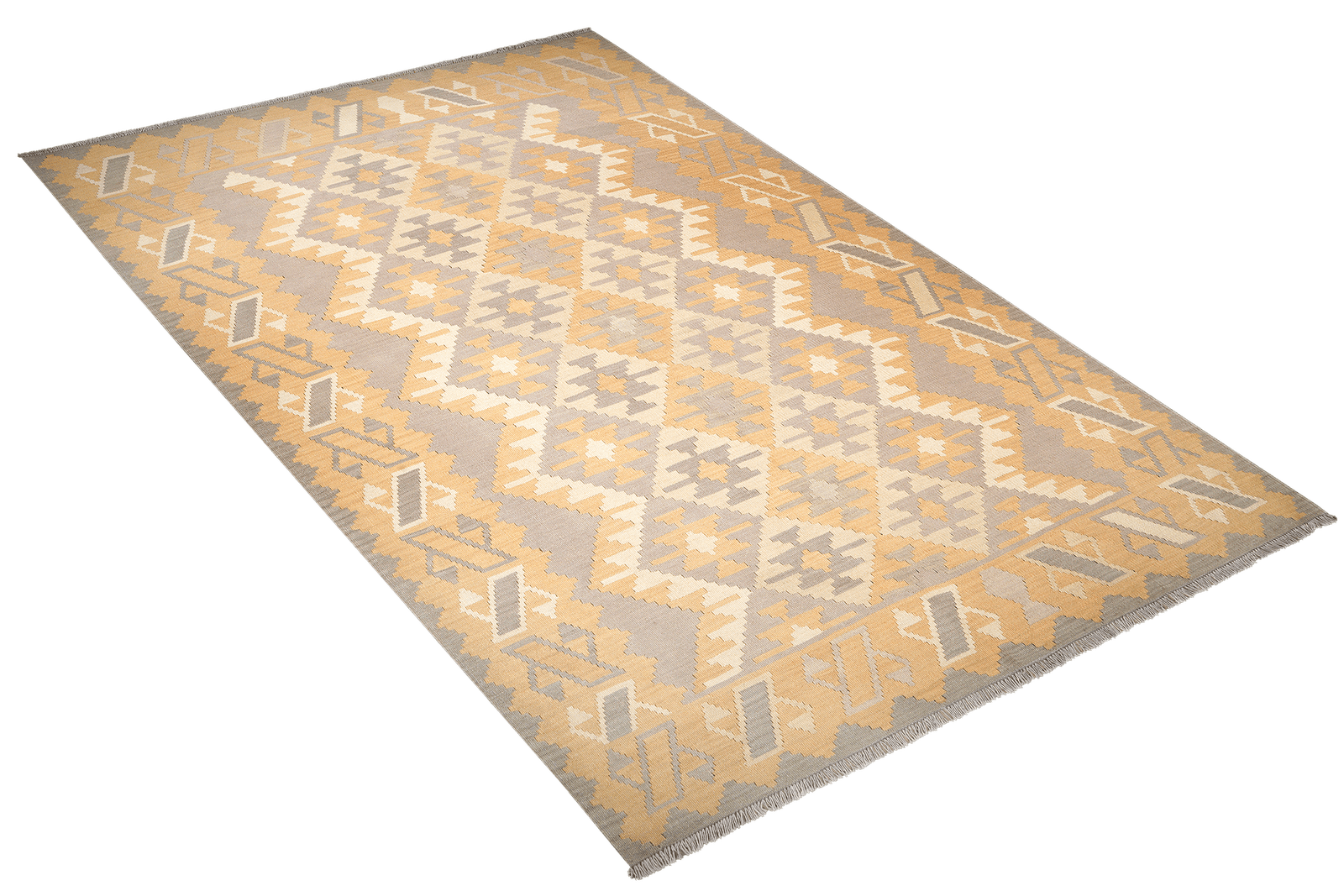 Kelim Gashgai — Handmade, 197x294 cm, Beige, 100% Virgin Wool | View 4
